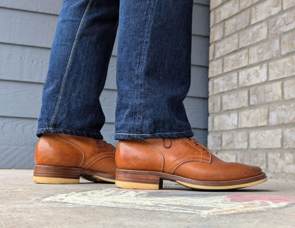 Photo by chilly on November 3, 2024 of the Flame Panda Service Boot in Maryam Natural Horsebutt.