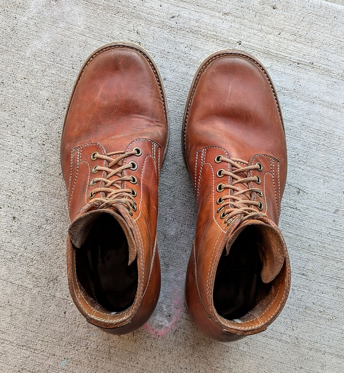 Photo by chilly on March 3, 2025 of the Flame Panda Service Boot in Maryam Natural Horsebutt.