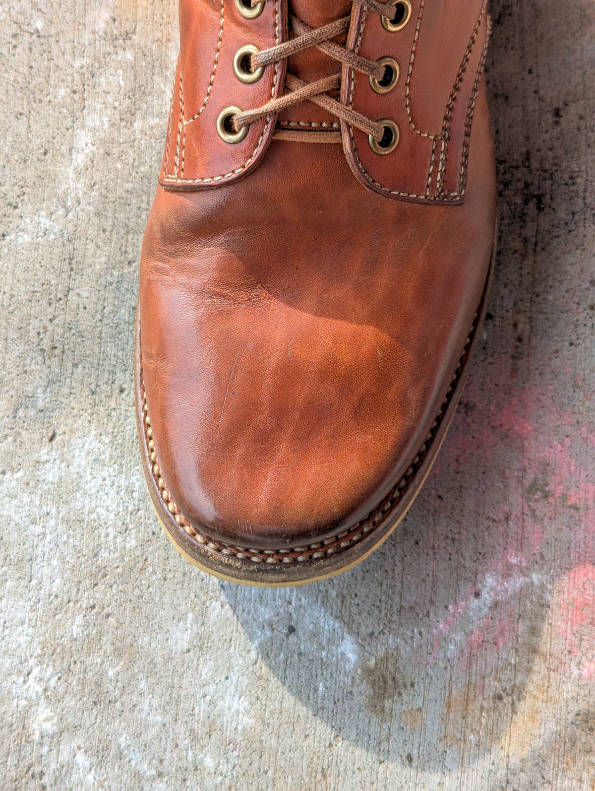 Photo by chilly on April 1, 2025 of the Flame Panda Service Boot in Maryam Natural Horsebutt.