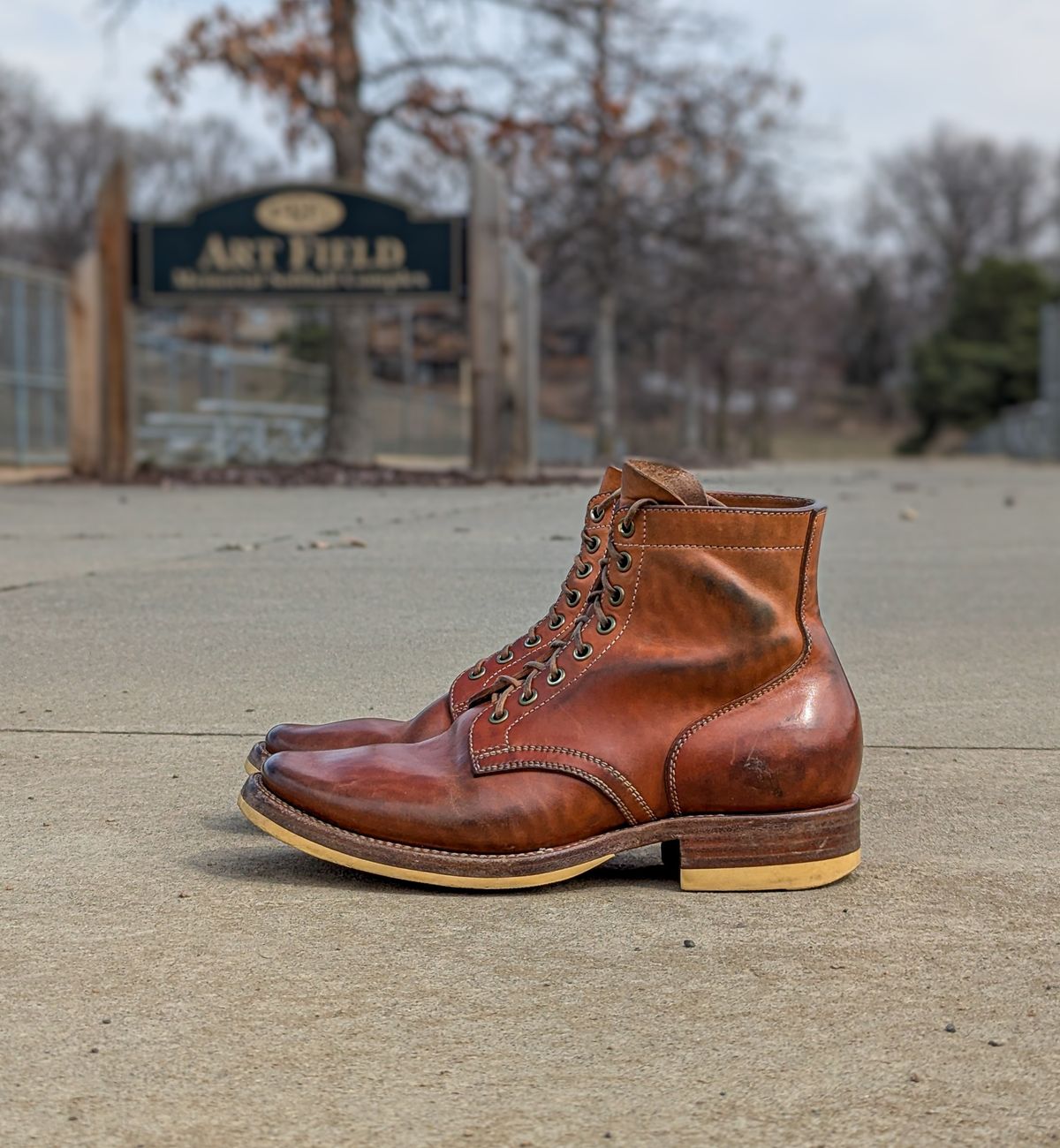 Photo by chilly on April 1, 2025 of the Flame Panda Service Boot in Maryam Natural Horsebutt.