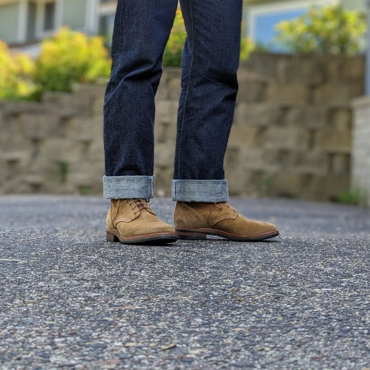 Photo by chilly_chonka on July 12, 2023 of the Quan Shoemaker Boondocker in Horween Natural Chromexcel Roughout.