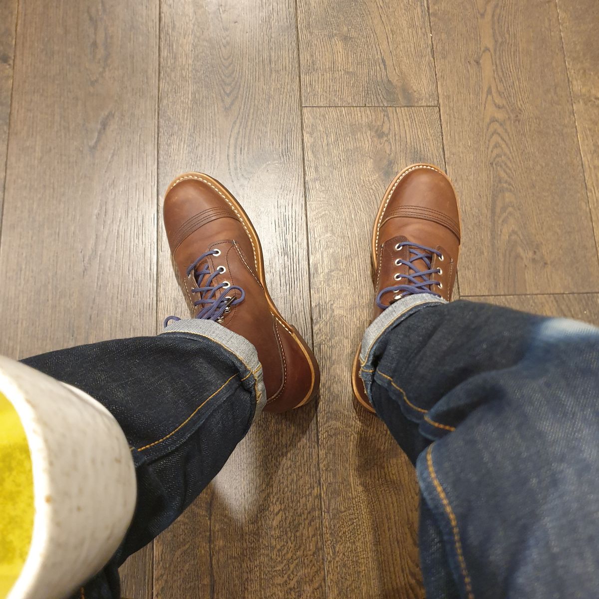 Photo by Dented_scratched_and_scarred on October 1, 2022 of the Red Wing Iron Ranger in S.B. Foot Amber Harness.