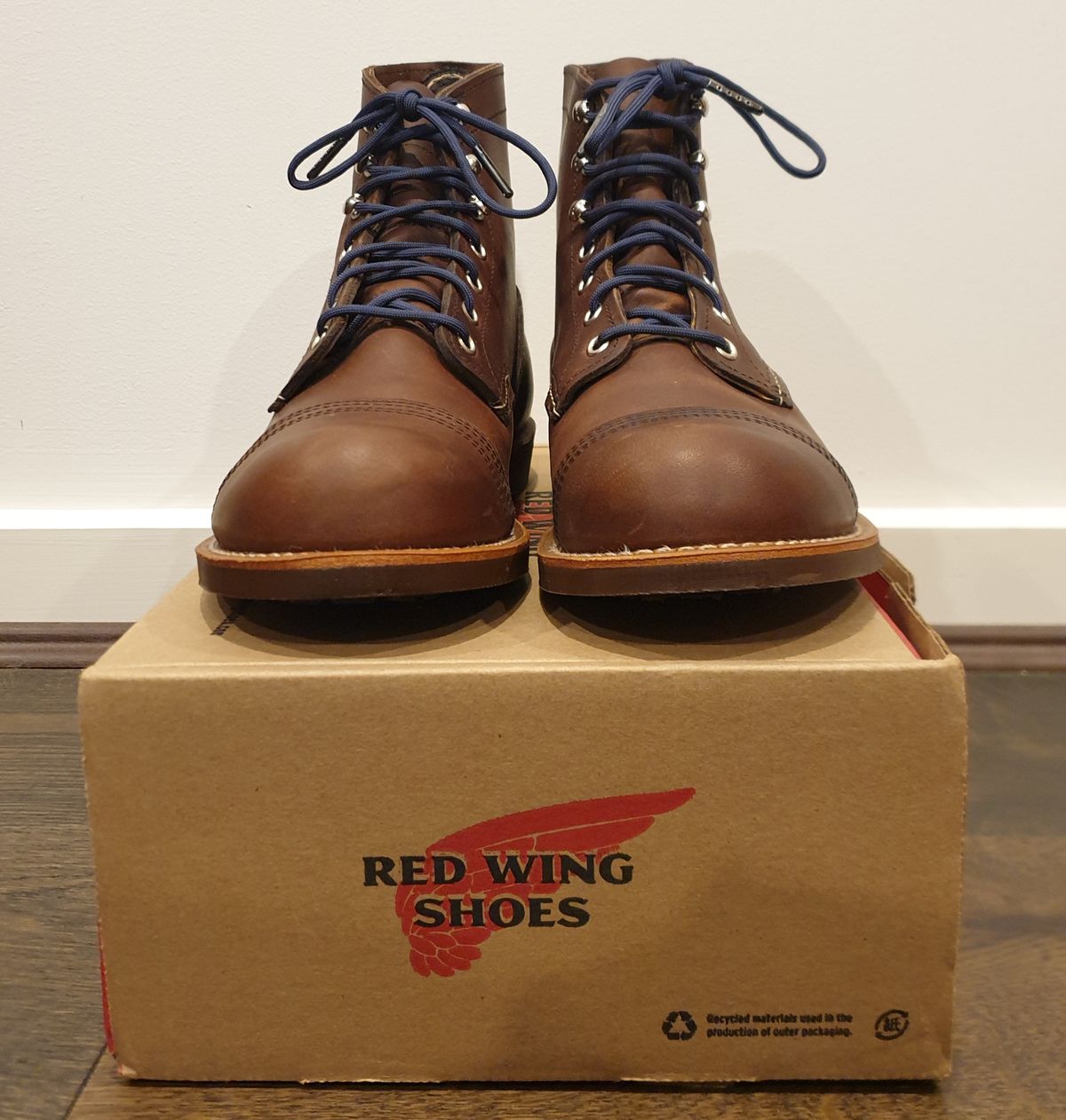 Photo by Dented_scratched_and_scarred on October 1, 2022 of the Red Wing Iron Ranger in S.B. Foot Amber Harness.