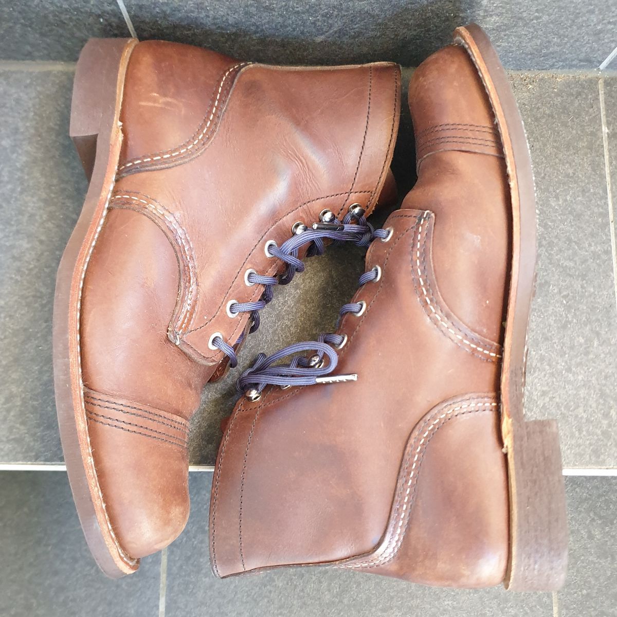 Photo by Dented_scratched_and_scarred on November 2, 2022 of the Red Wing Iron Ranger in S.B. Foot Amber Harness.