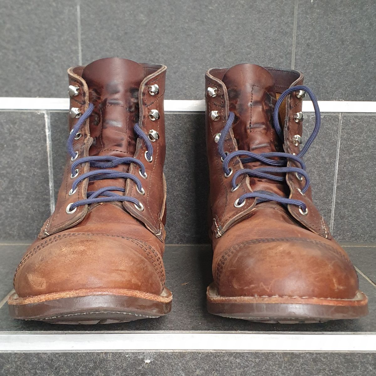 Photo by Dented_scratched_and_scarred on December 5, 2022 of the Red Wing Iron Ranger in S.B. Foot Amber Harness.
