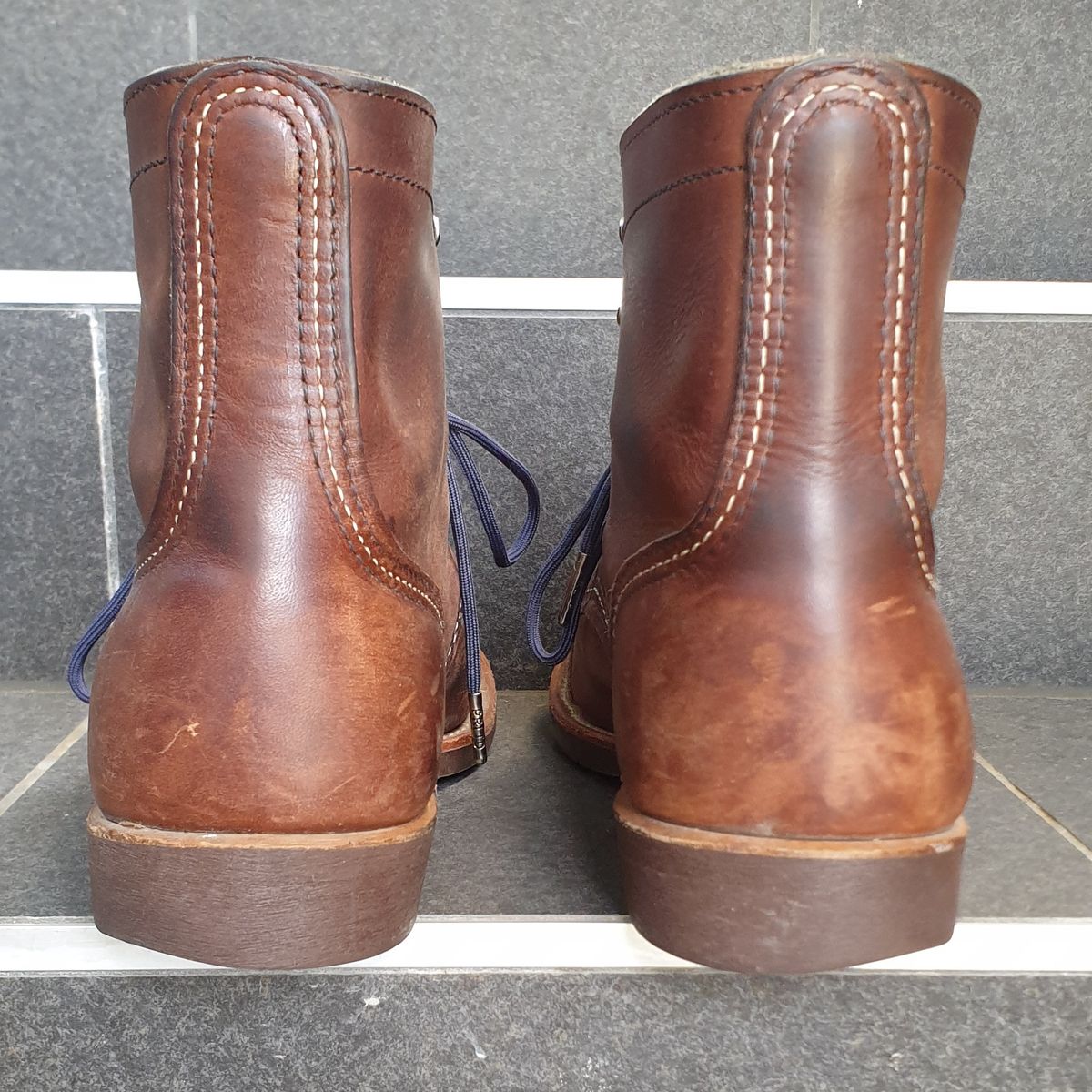 Photo by Dented_scratched_and_scarred on January 2, 2023 of the Red Wing Iron Ranger in S.B. Foot Amber Harness.