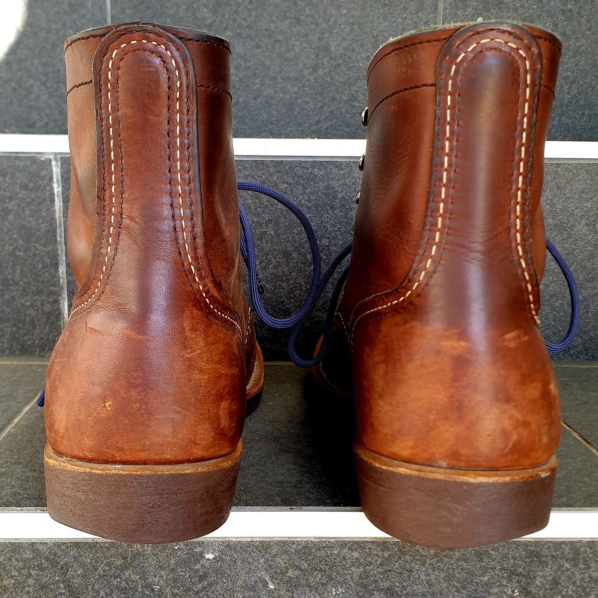 Photo by Dented_scratched_and_scarred on February 1, 2023 of the Red Wing Iron Ranger in S.B. Foot Amber Harness.