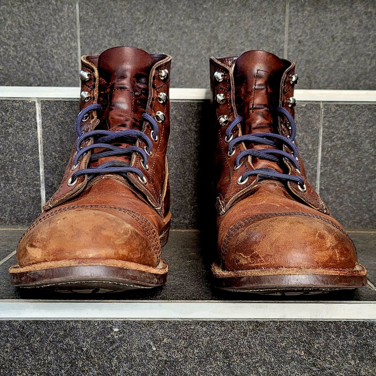 Photo by Dented_scratched_and_scarred on March 4, 2023 of the Red Wing Iron Ranger in S.B. Foot Amber Harness.