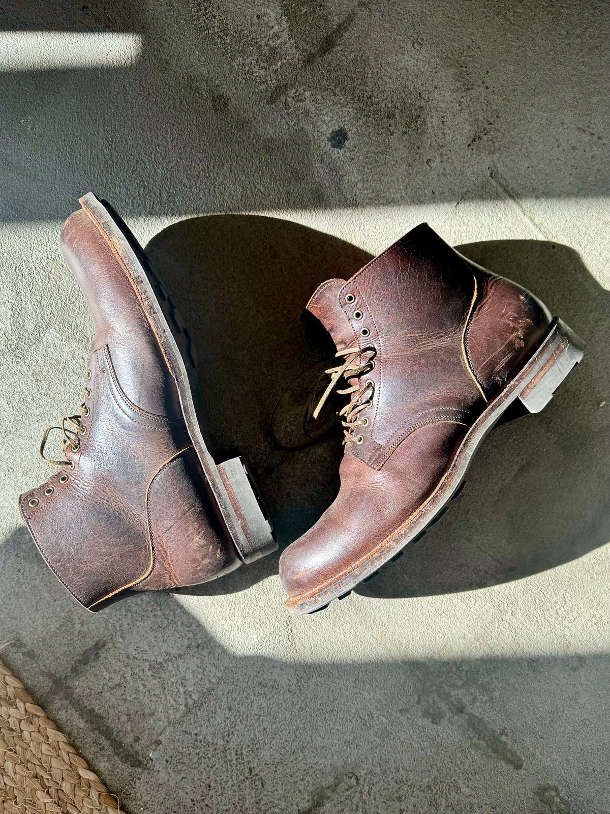 Photo by Drover_Shy on February 10, 2024 of the Viberg Service Boot in C.F. Stead Whiskey Phoenix.
