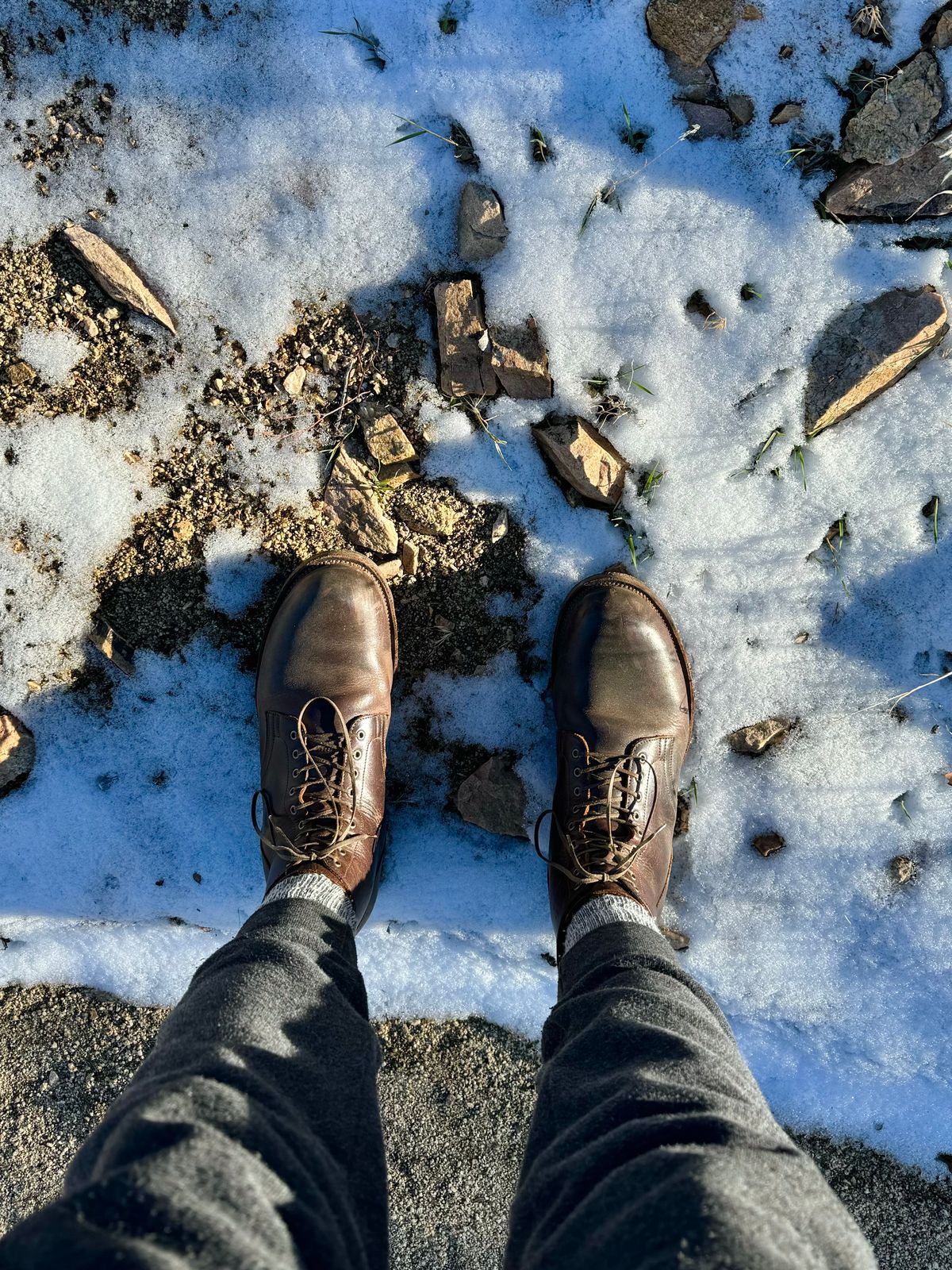 Photo by Drover_Shy on February 11, 2024 of the Viberg Service Boot in C.F. Stead Whiskey Phoenix.