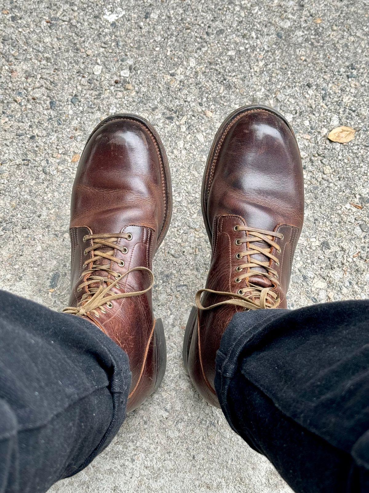 Photo by Drover_Shy on May 15, 2024 of the Viberg Service Boot in C.F. Stead Whiskey Phoenix.