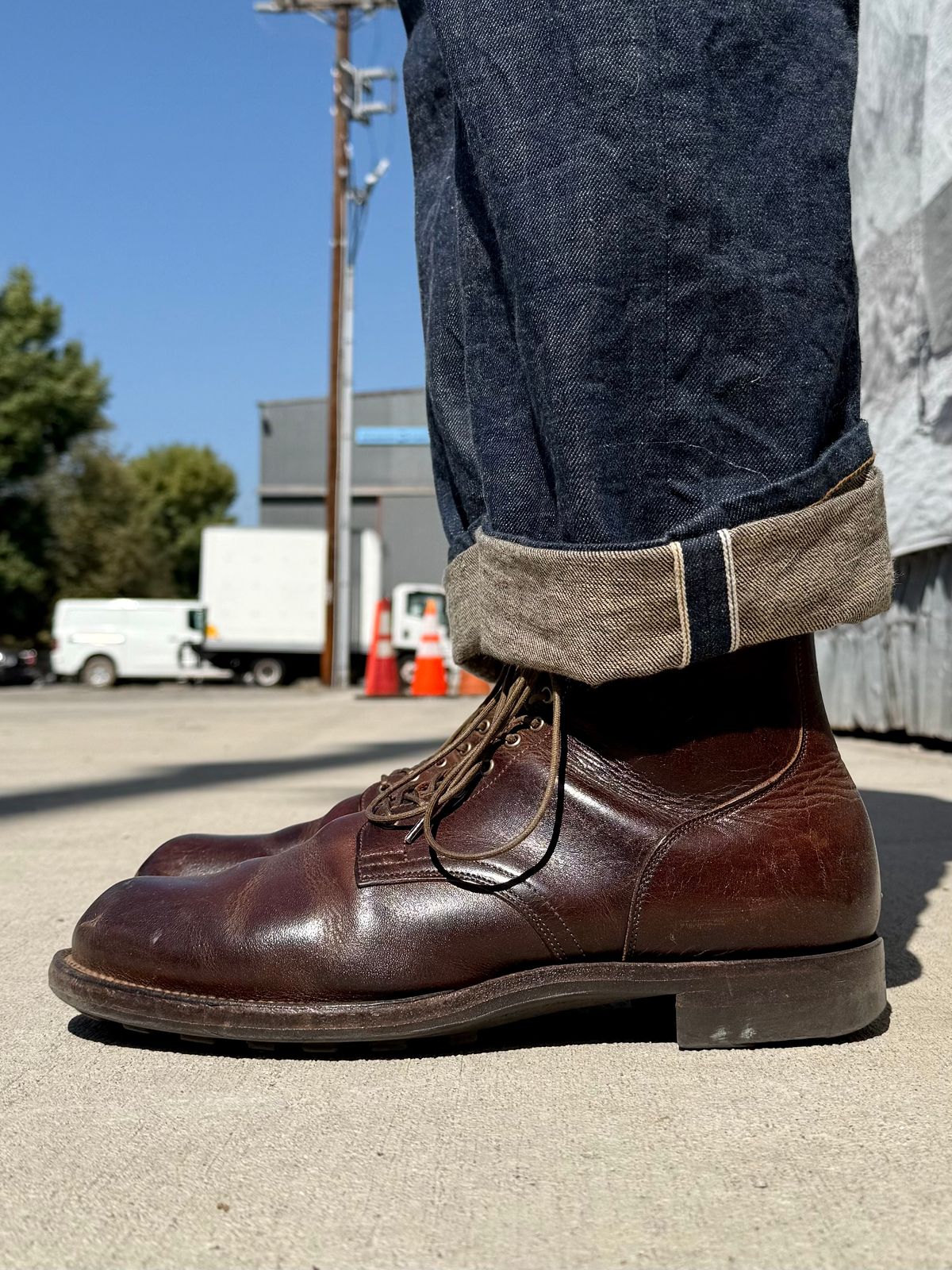 Photo by Drover_Shy on September 6, 2025 of the Viberg Service Boot in C.F. Stead Whiskey Phoenix.