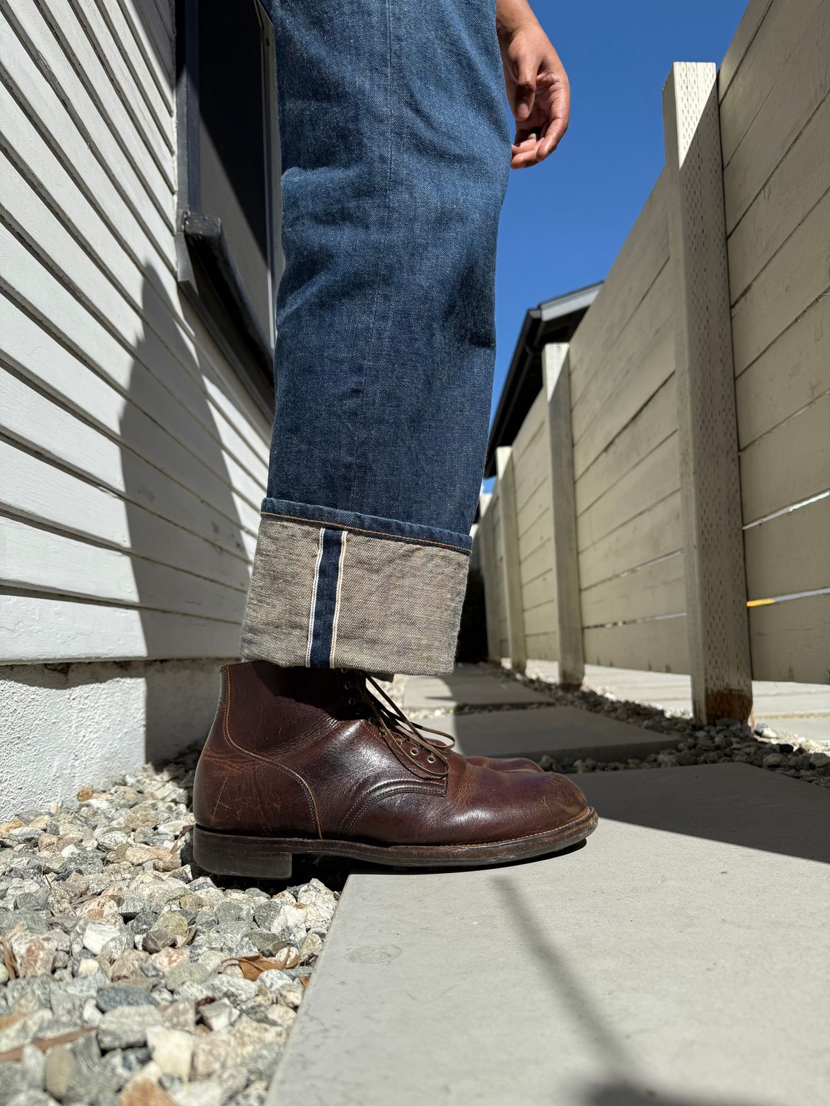 Photo by Drover_Shy on October 4, 2025 of the Viberg Service Boot in C.F. Stead Whiskey Phoenix.