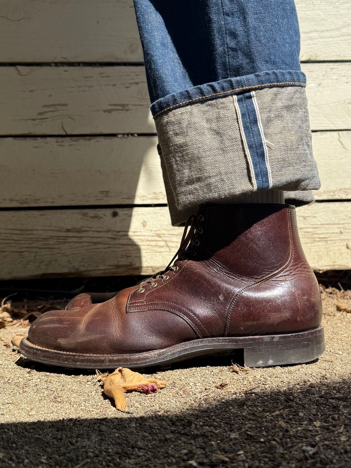 Photo by Drover_Shy on October 4, 2025 of the Viberg Service Boot in C.F. Stead Whiskey Phoenix.