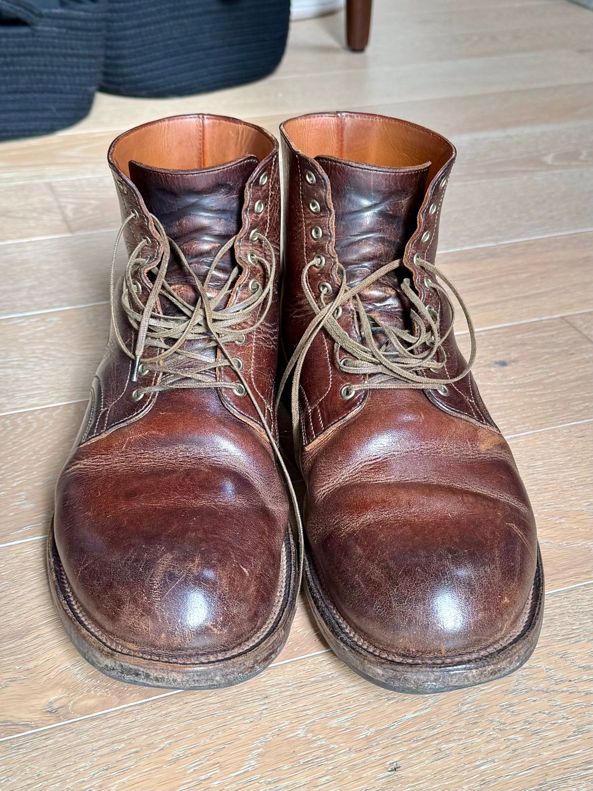 Photo by Drover_Shy on November 16, 2025 of the Viberg Service Boot in C.F. Stead Whiskey Phoenix.