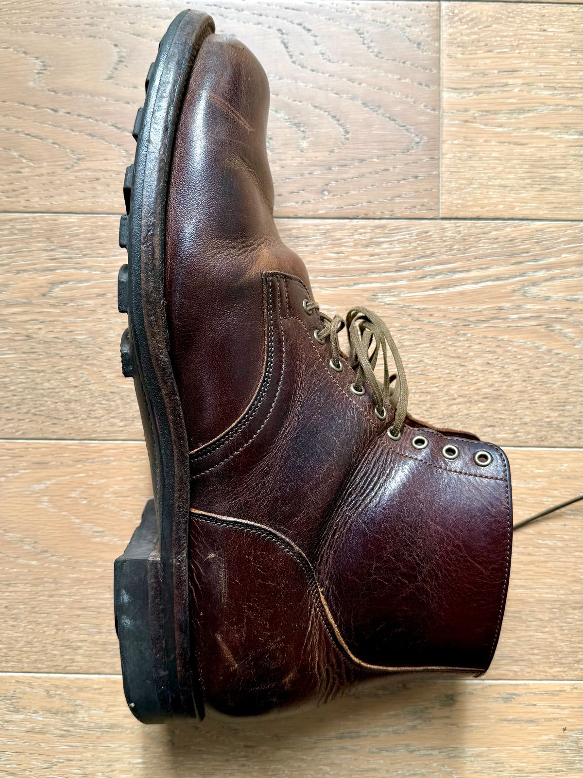 Photo by Drover_Shy on November 16, 2025 of the Viberg Service Boot in C.F. Stead Whiskey Phoenix.