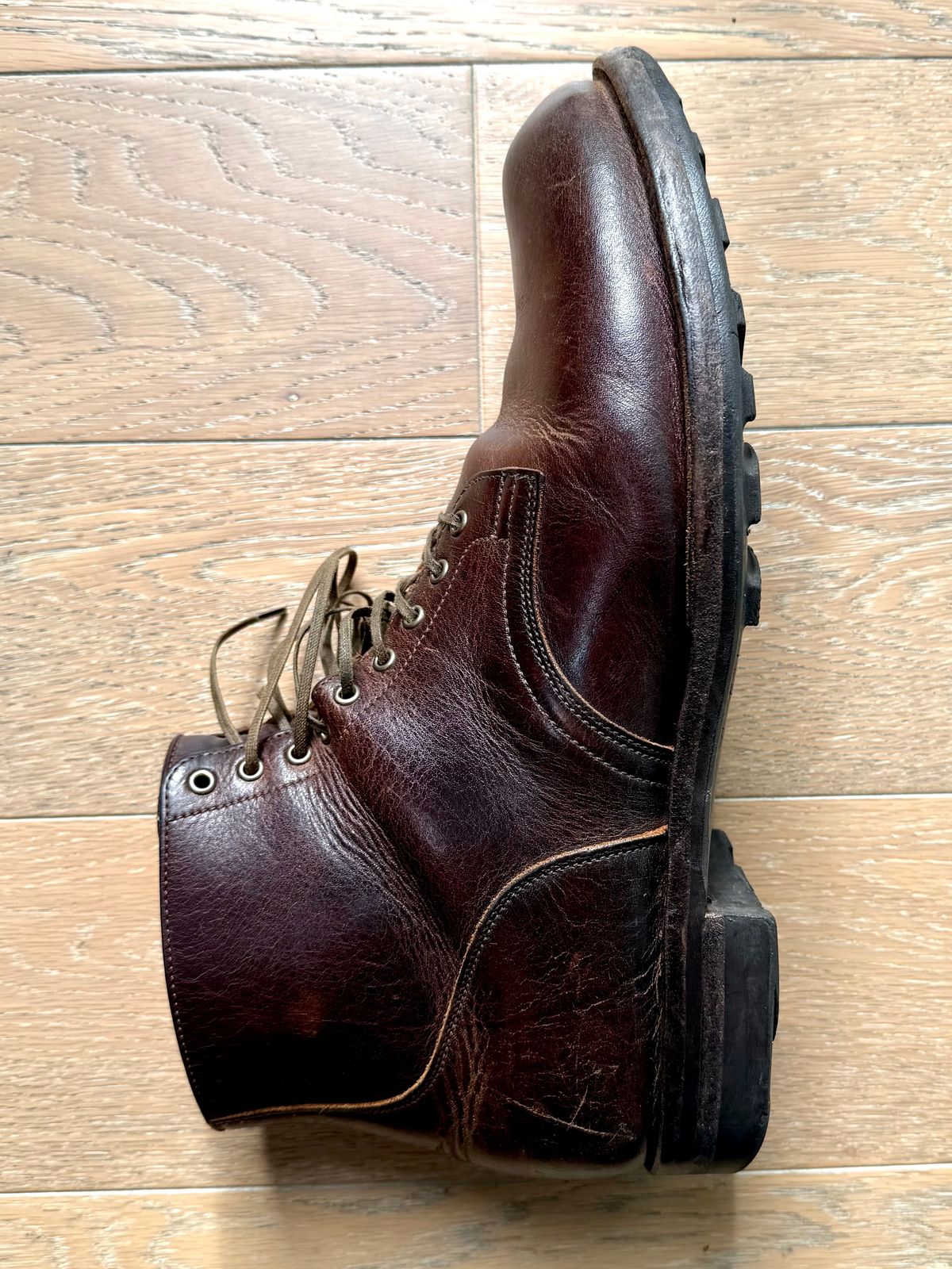 Photo by Drover_Shy on November 16, 2025 of the Viberg Service Boot in C.F. Stead Whiskey Phoenix.