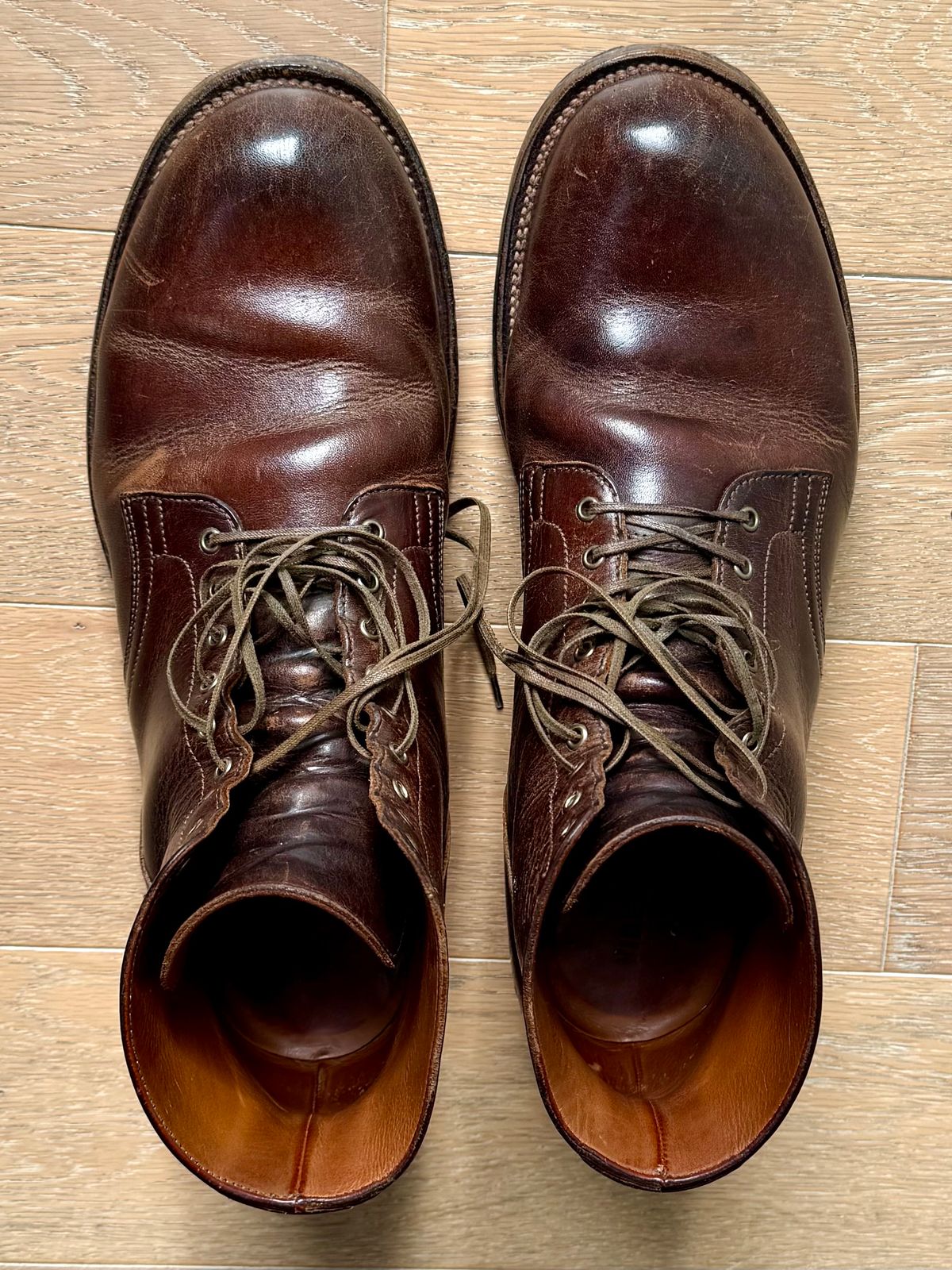 Photo by Drover_Shy on November 16, 2025 of the Viberg Service Boot in C.F. Stead Whiskey Phoenix.