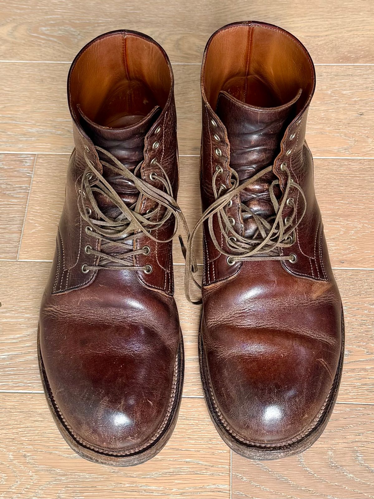 Photo by Drover_Shy on November 16, 2025 of the Viberg Service Boot in C.F. Stead Whiskey Phoenix.