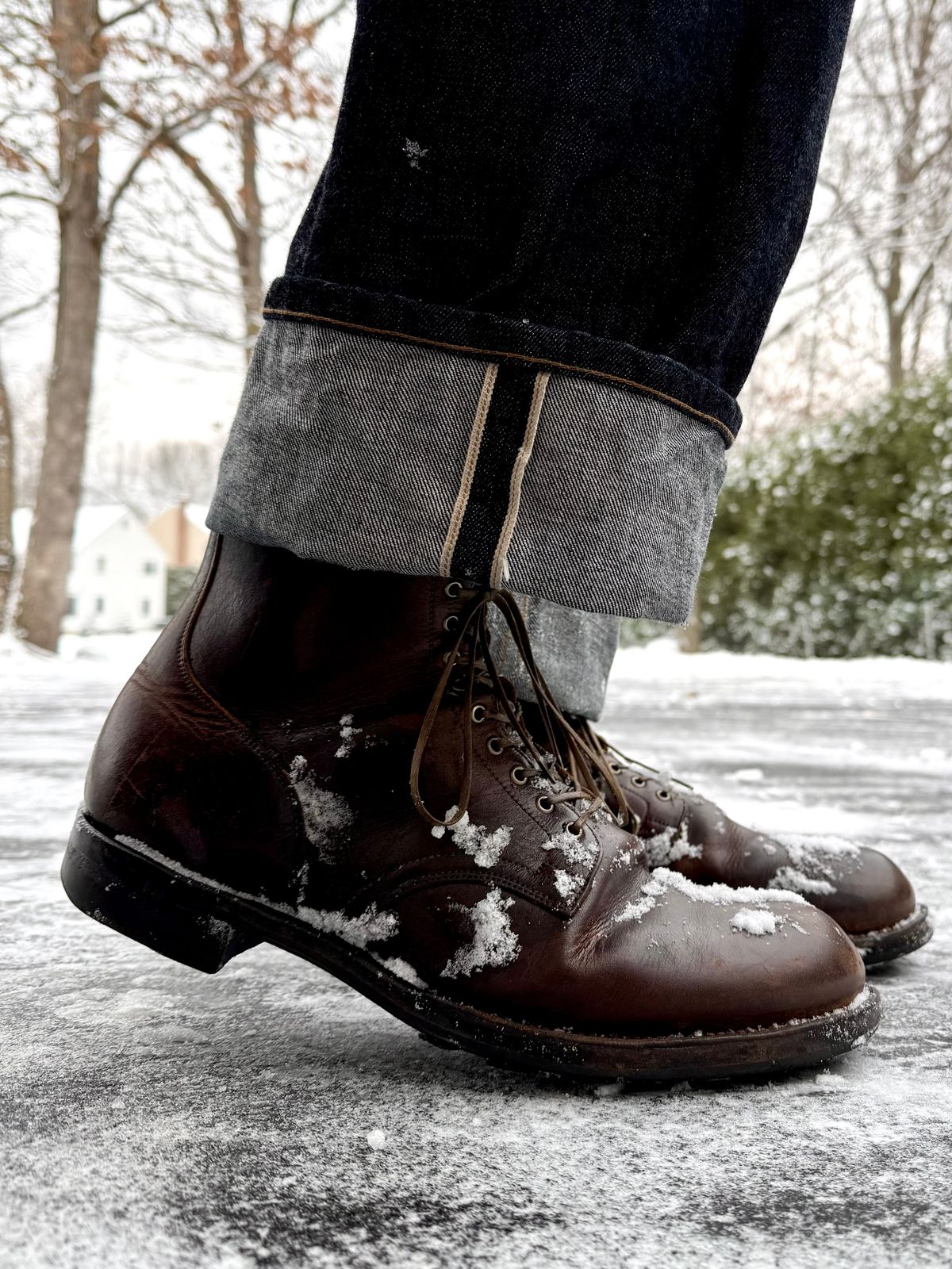 Photo by Drover_Shy on December 14, 2025 of the Viberg Service Boot in C.F. Stead Whiskey Phoenix.