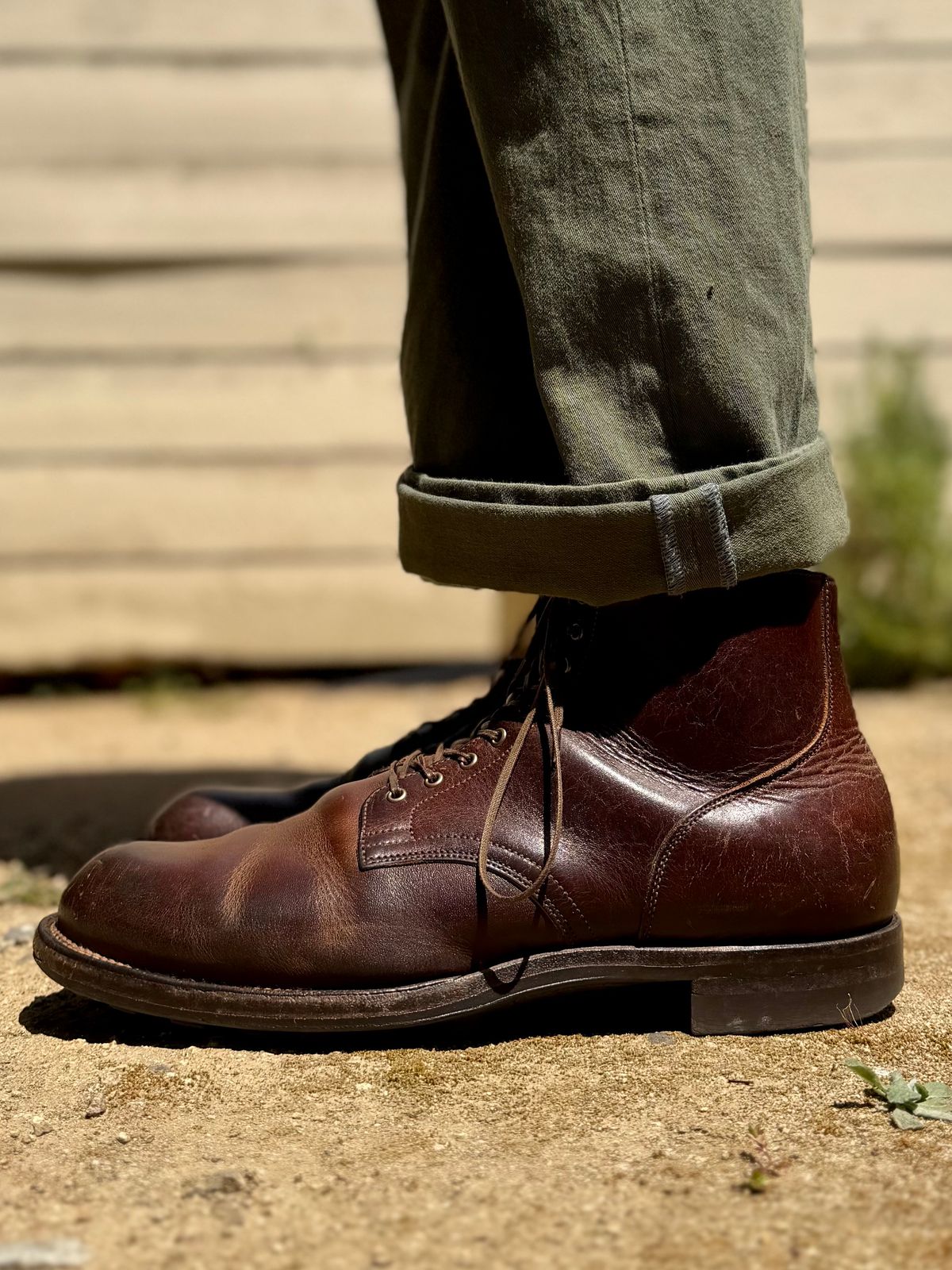 Photo by Drover_Shy on April 19, 2026 of the Viberg Service Boot in C.F. Stead Whiskey Phoenix.