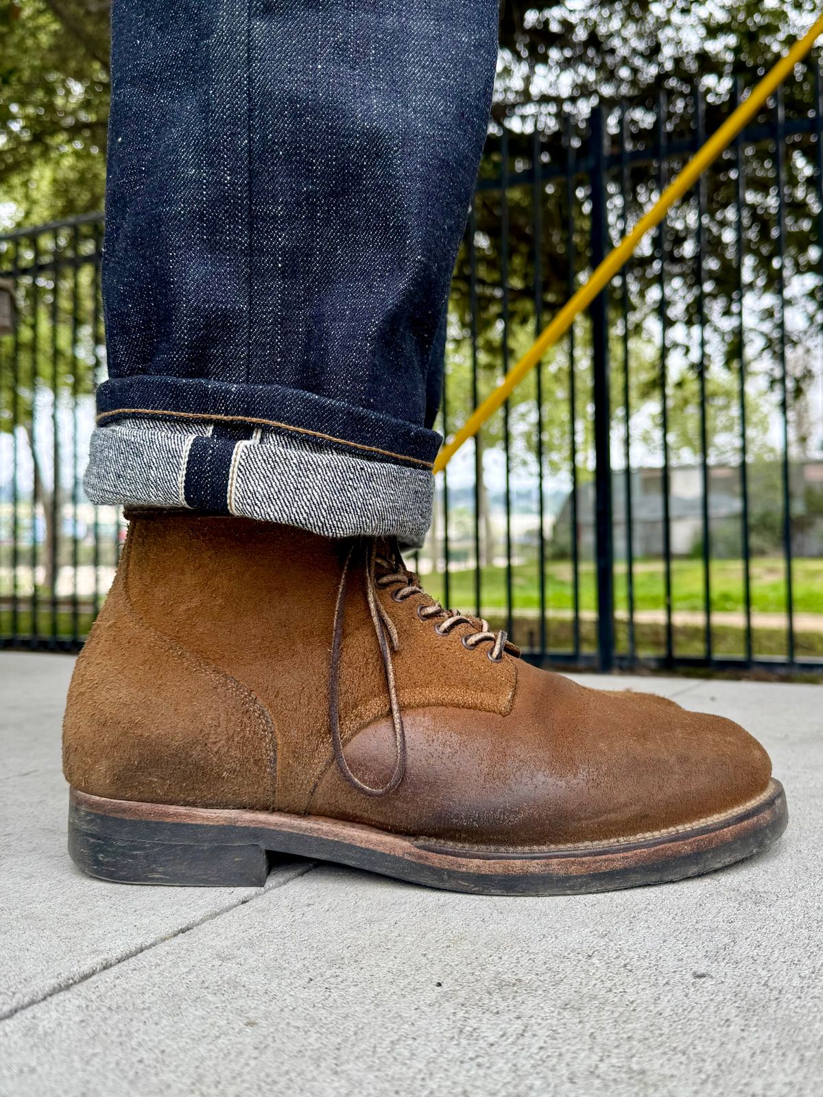 Photo by Drover_Shy on March 26, 2025 of the Viberg N1 Boot in Horween Marine Field Roughout.