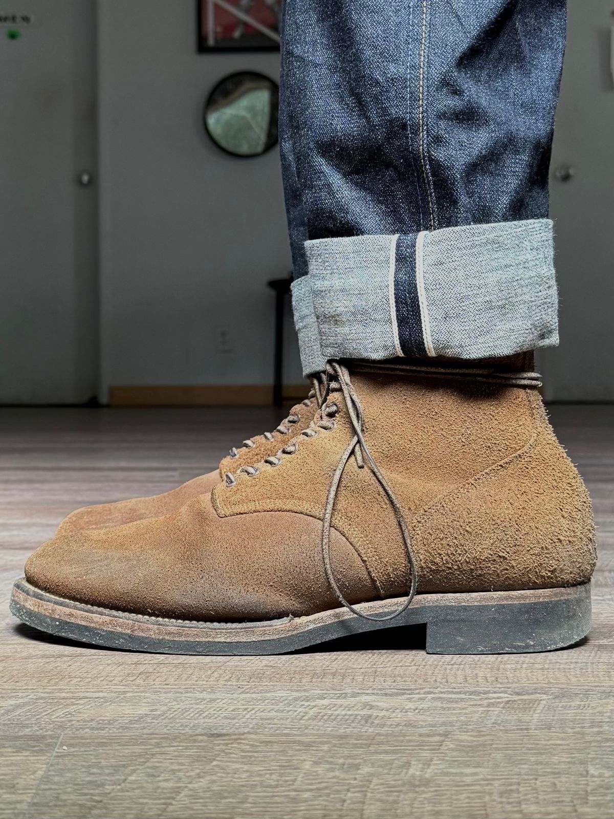 Photo by Drover_Shy on May 23, 2025 of the Viberg N1 Boot in Horween Marine Field Roughout.