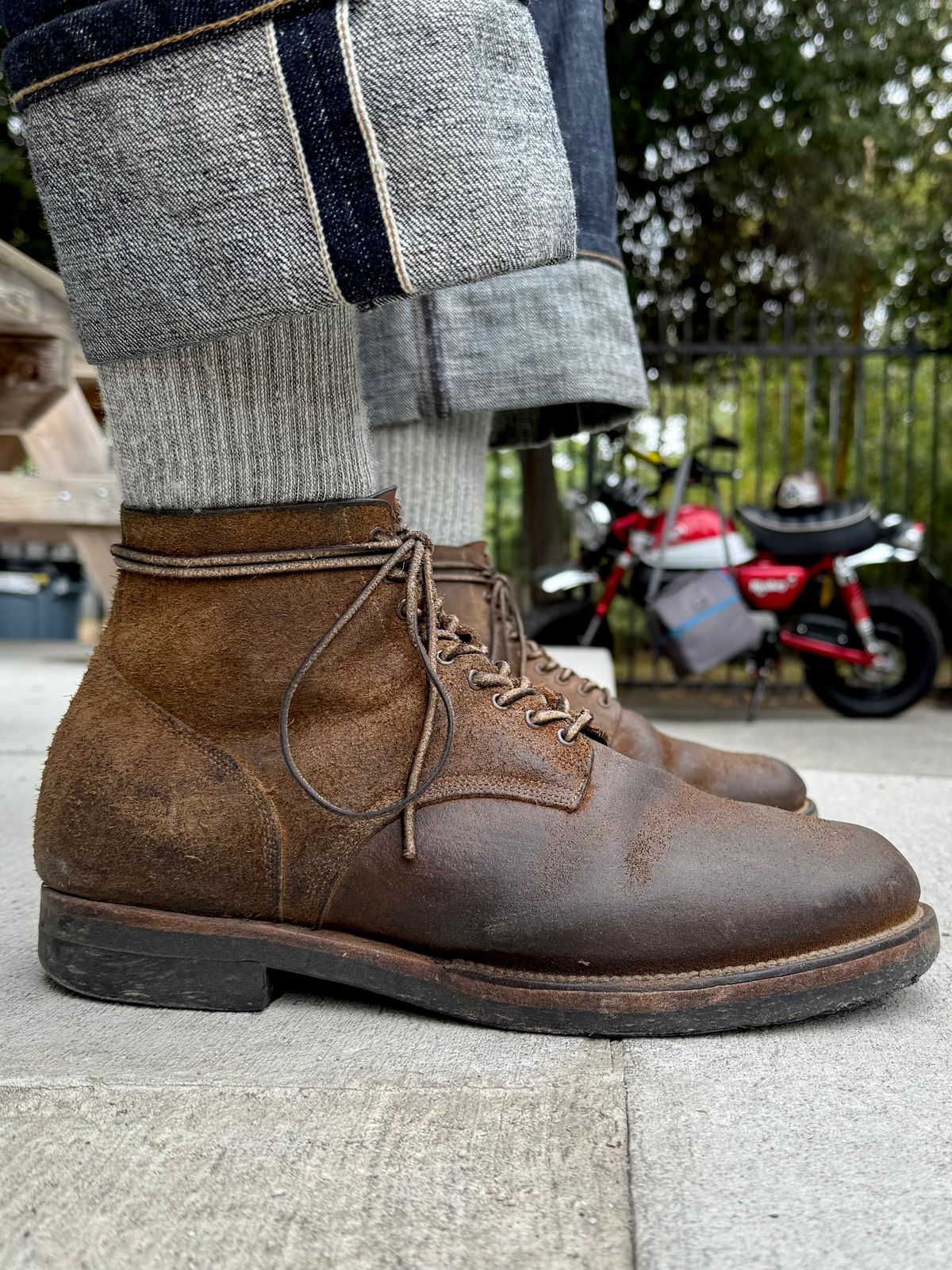 Photo by Drover_Shy on June 4, 2025 of the Viberg N1 Boot in Horween Marine Field Roughout.