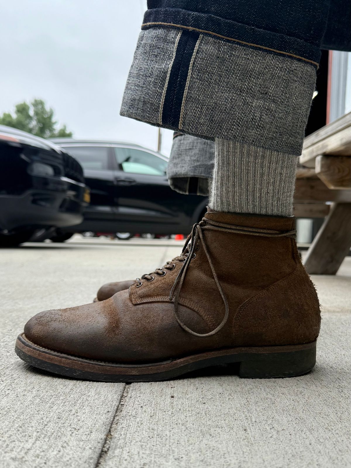Photo by Drover_Shy on June 4, 2025 of the Viberg N1 Boot in Horween Marine Field Roughout.