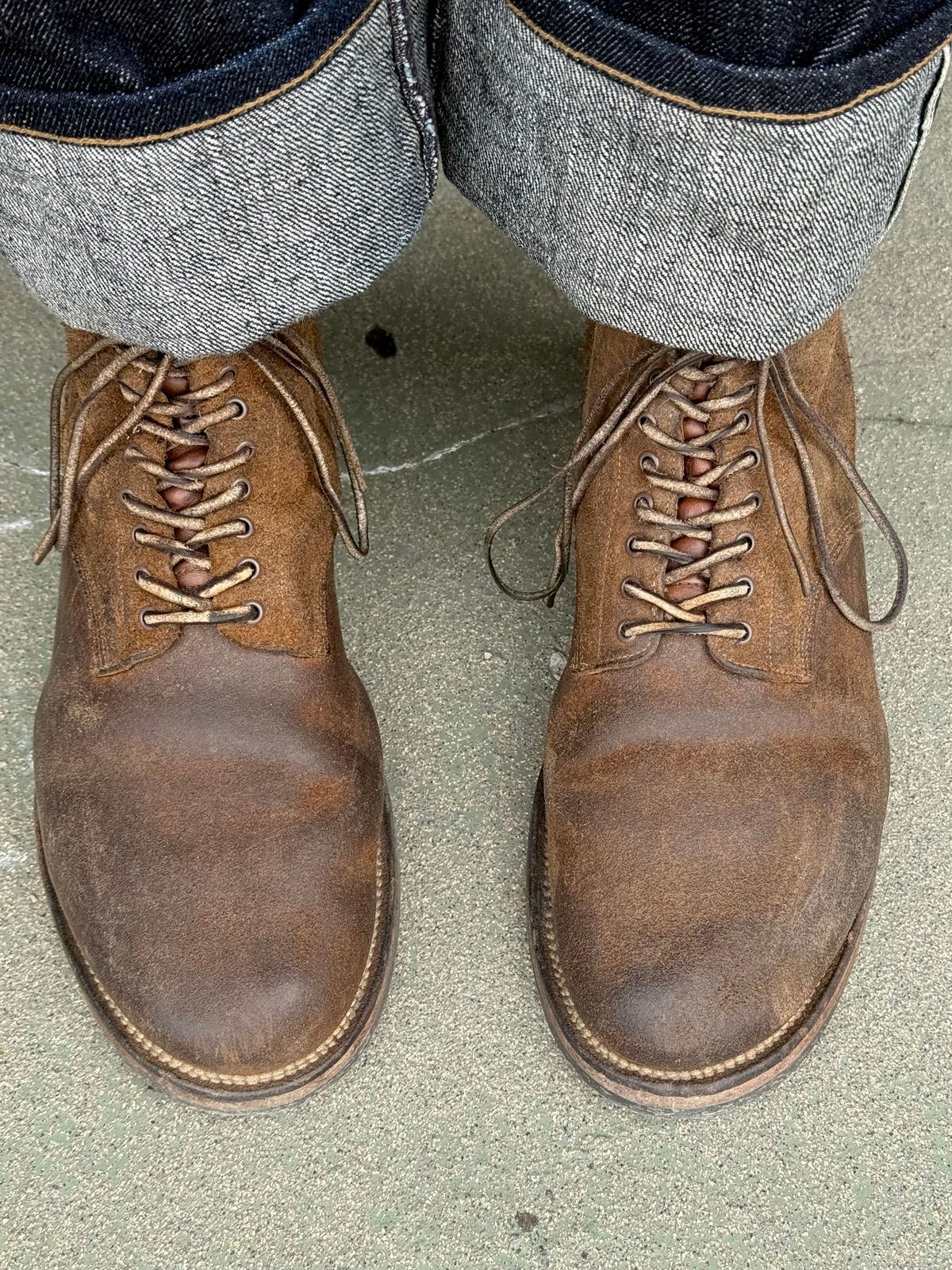 Photo by Drover_Shy on June 4, 2025 of the Viberg N1 Boot in Horween Marine Field Roughout.