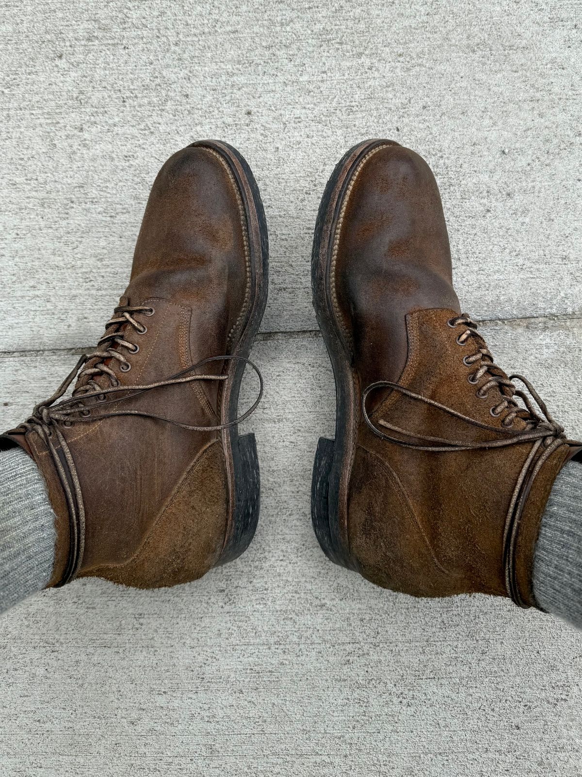 Photo by Drover_Shy on June 4, 2025 of the Viberg N1 Boot in Horween Marine Field Roughout.