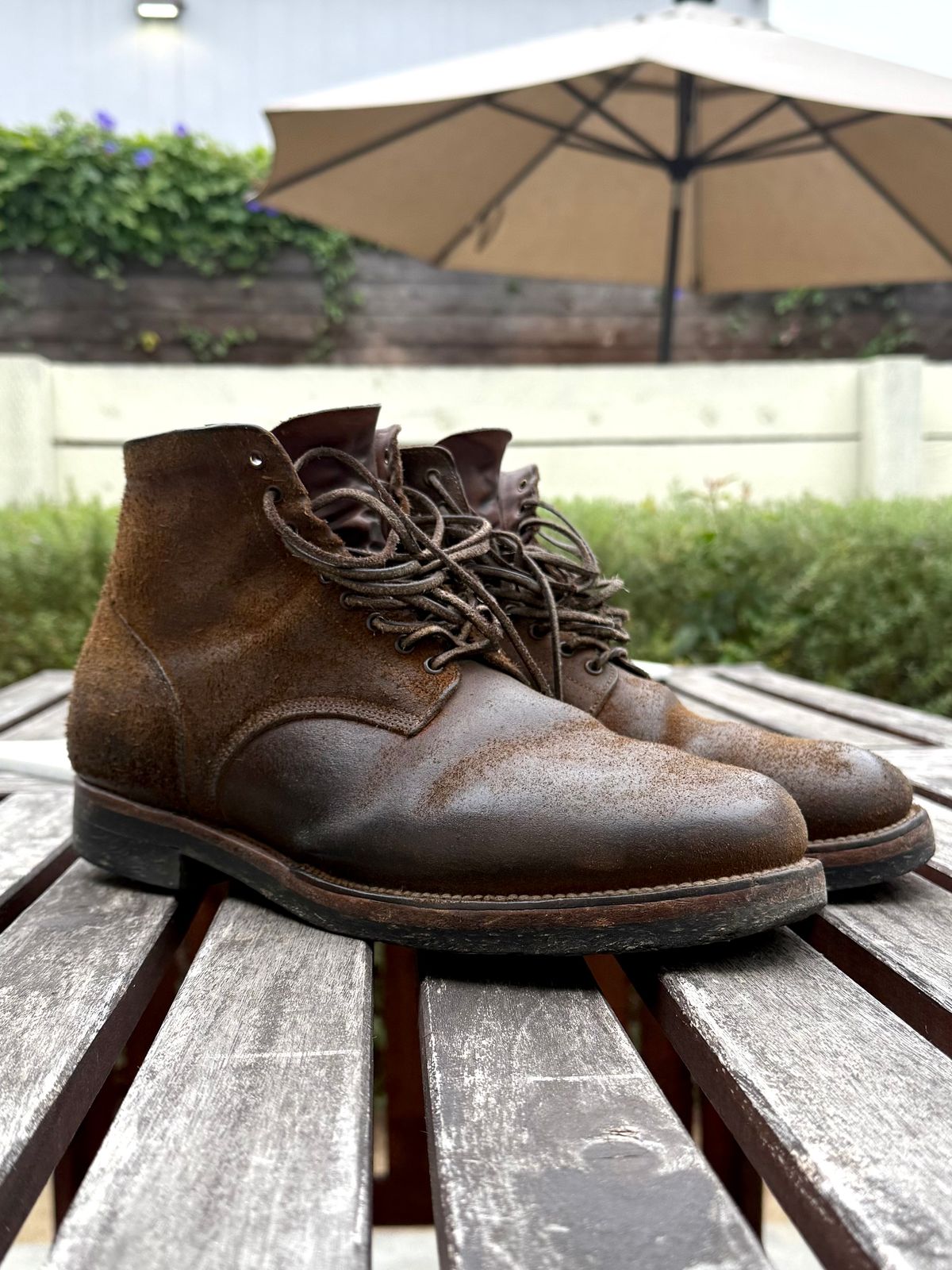 Photo by Drover_Shy on July 12, 2025 of the Viberg N1 Boot in Horween Marine Field Roughout.