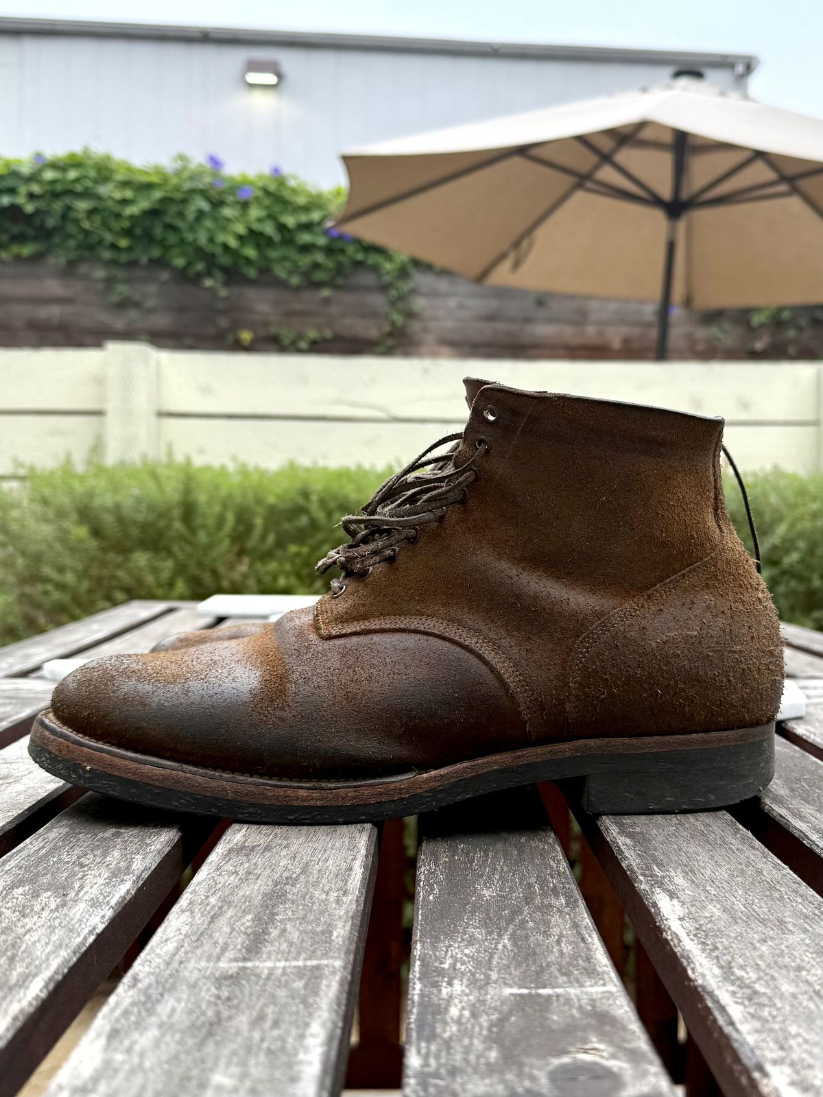 Photo by Drover_Shy on July 12, 2025 of the Viberg N1 Boot in Horween Marine Field Roughout.