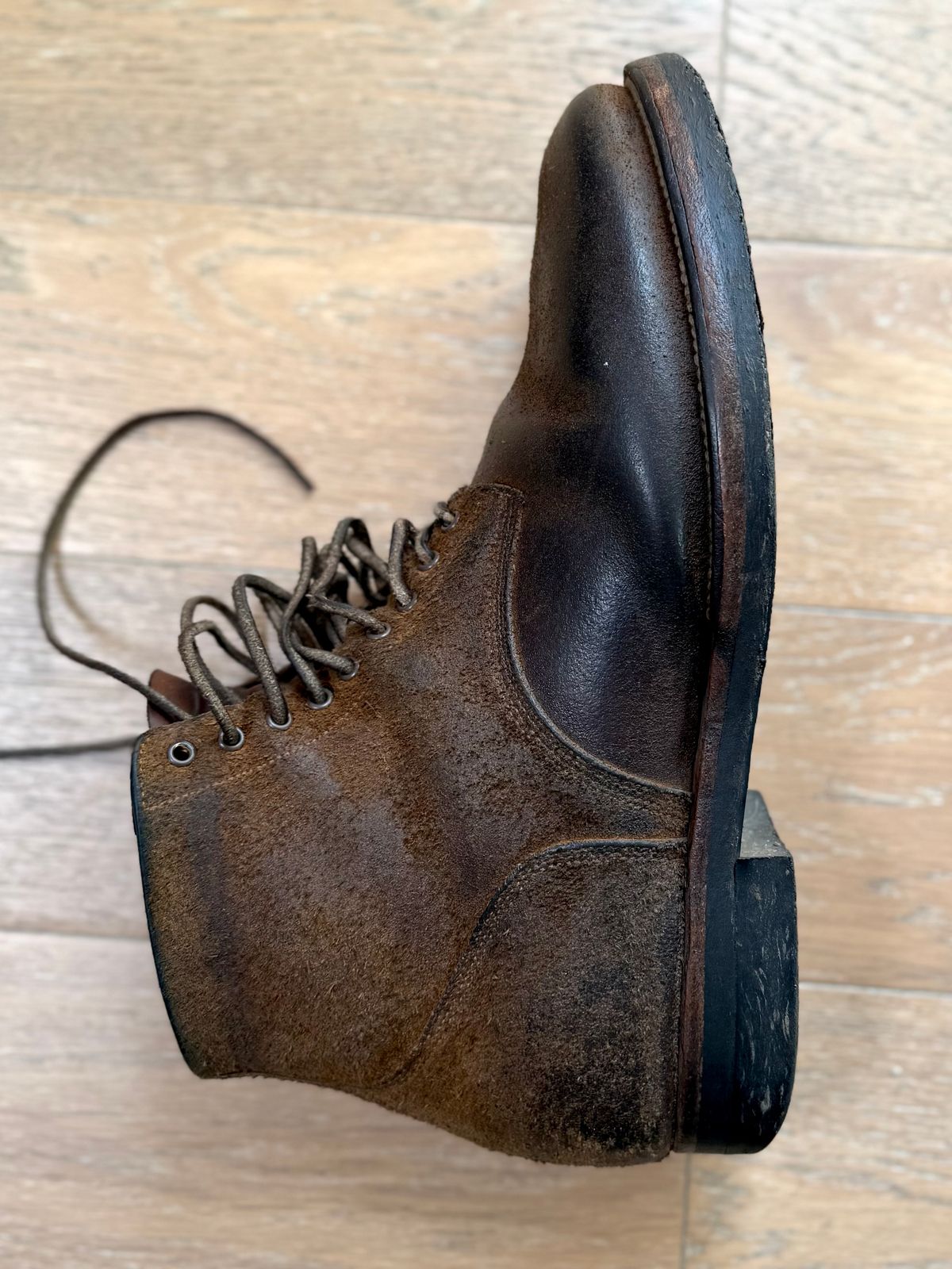 Photo by Drover_Shy on August 2, 2025 of the Viberg N1 Boot in Horween Marine Field Roughout.