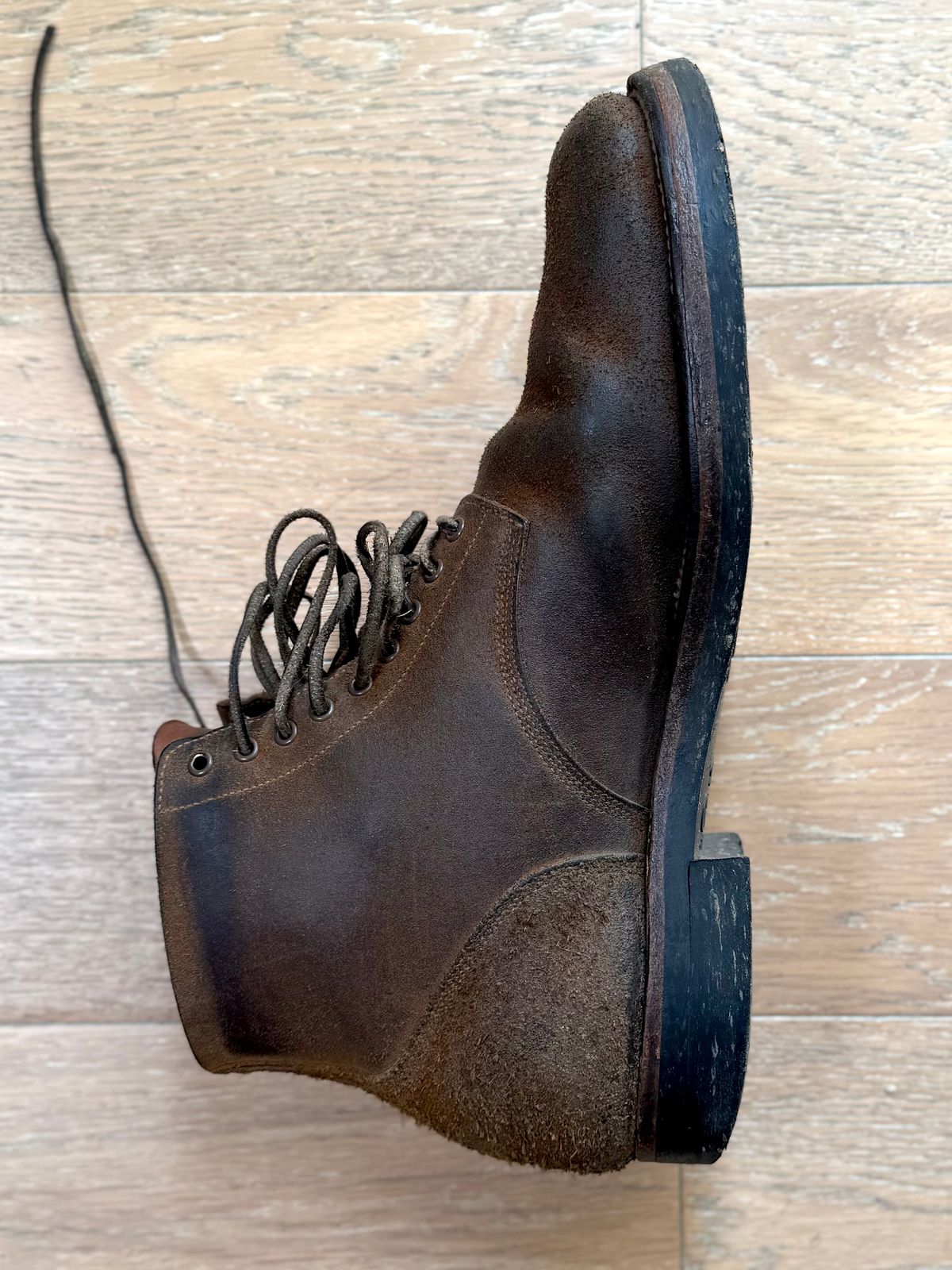 Photo by Drover_Shy on August 2, 2025 of the Viberg N1 Boot in Horween Marine Field Roughout.