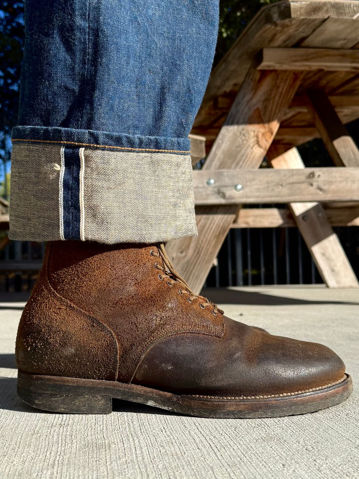 Photo by Drover_Shy on October 15, 2025 of the Viberg N1 Boot in Horween Marine Field Roughout.