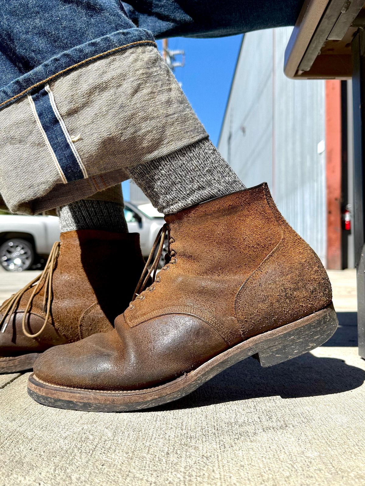 Photo by Drover_Shy on October 15, 2025 of the Viberg N1 Boot in Horween Marine Field Roughout.