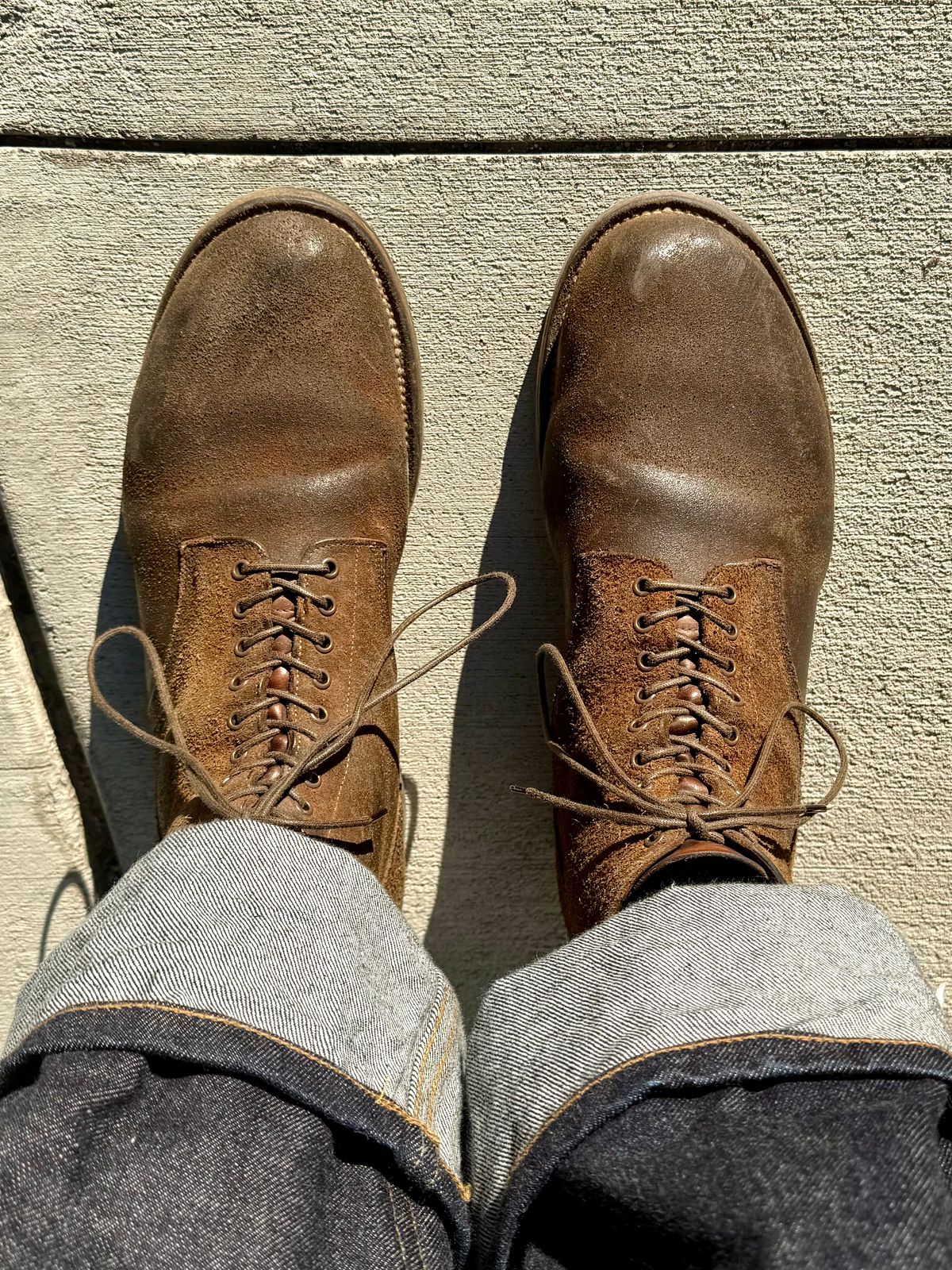 Photo by Drover_Shy on December 5, 2025 of the Viberg N1 Boot in Horween Marine Field Roughout.