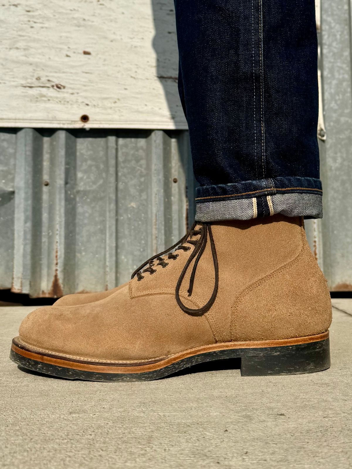 Photo by Drover_Shy on December 3, 2024 of the Viberg N1 Boot in Horween Marine Field Roughout.