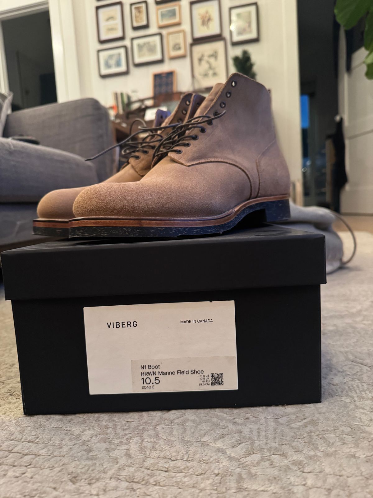 Photo by Drover_Shy on December 3, 2024 of the Viberg N1 Boot in Horween Marine Field Roughout.