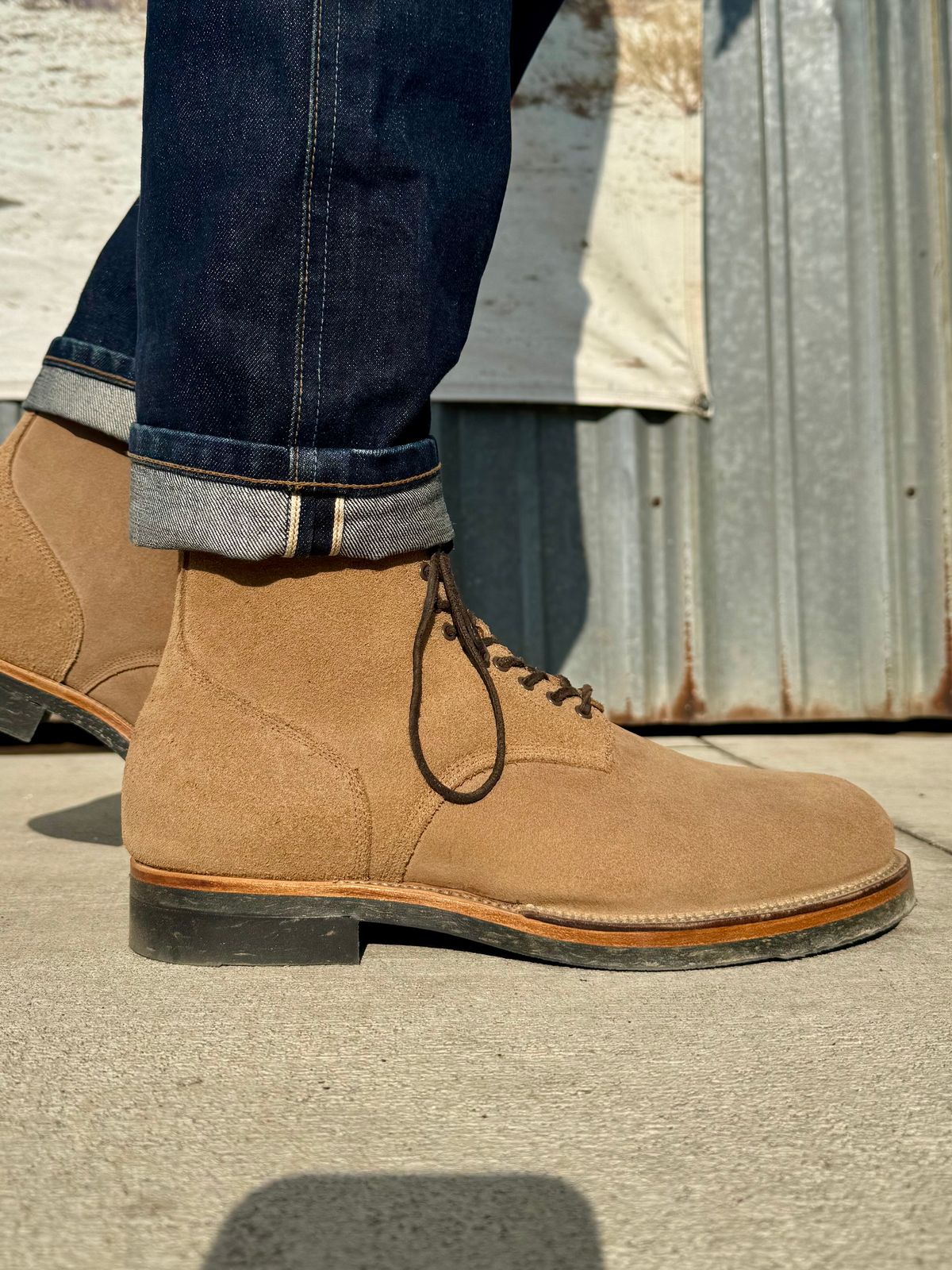 Photo by Drover_Shy on December 3, 2024 of the Viberg N1 Boot in Horween Marine Field Roughout.