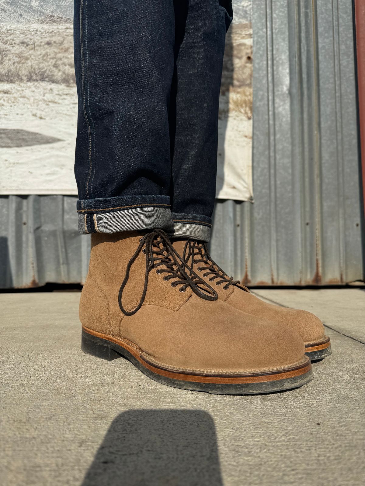 Photo by Drover_Shy on December 3, 2024 of the Viberg N1 Boot in Horween Marine Field Roughout.