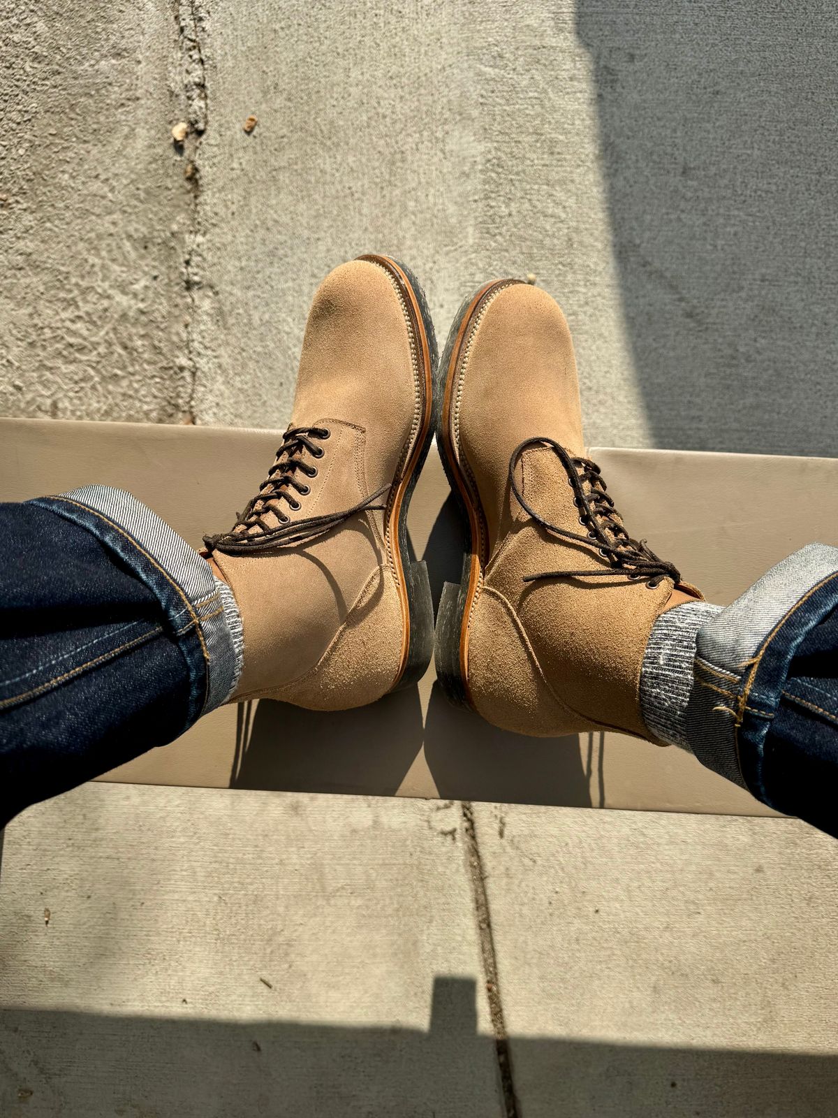 Photo by Drover_Shy on December 3, 2024 of the Viberg N1 Boot in Horween Marine Field Roughout.