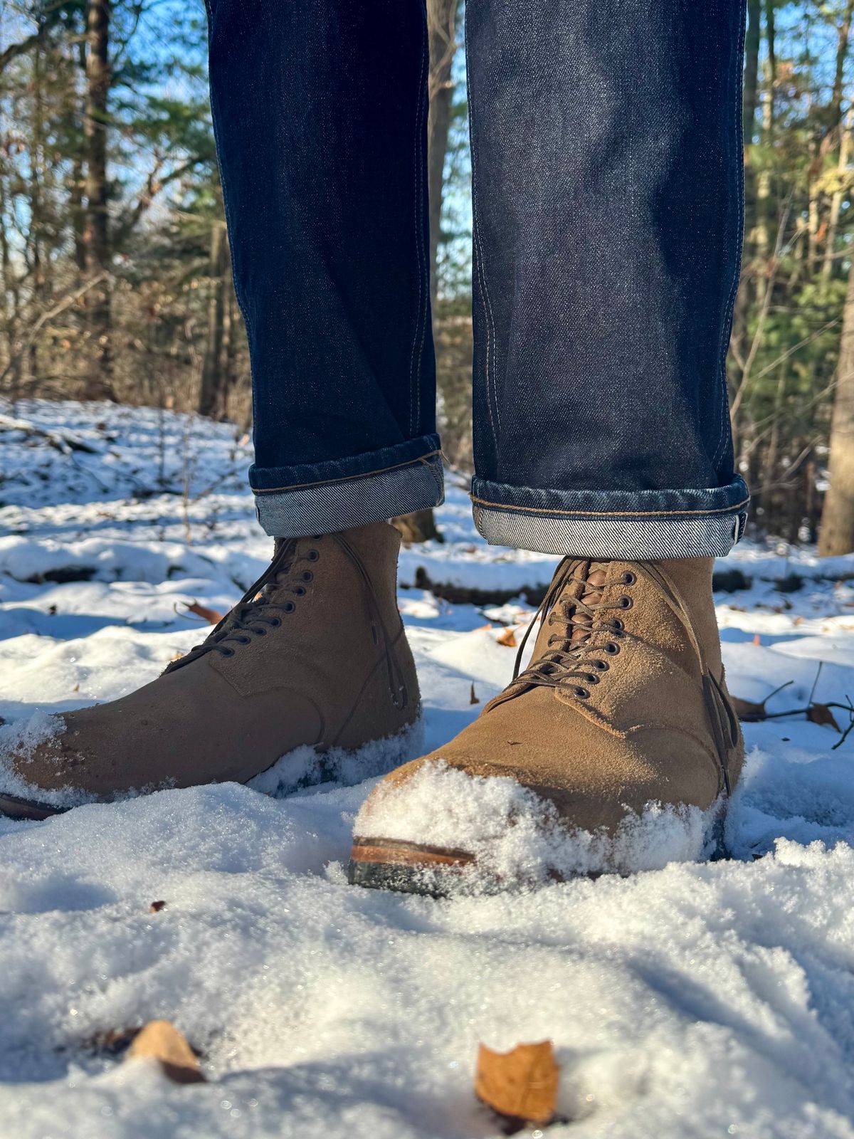 Photo by Drover_Shy on December 25, 2024 of the Viberg N1 Boot in Horween Marine Field Roughout.