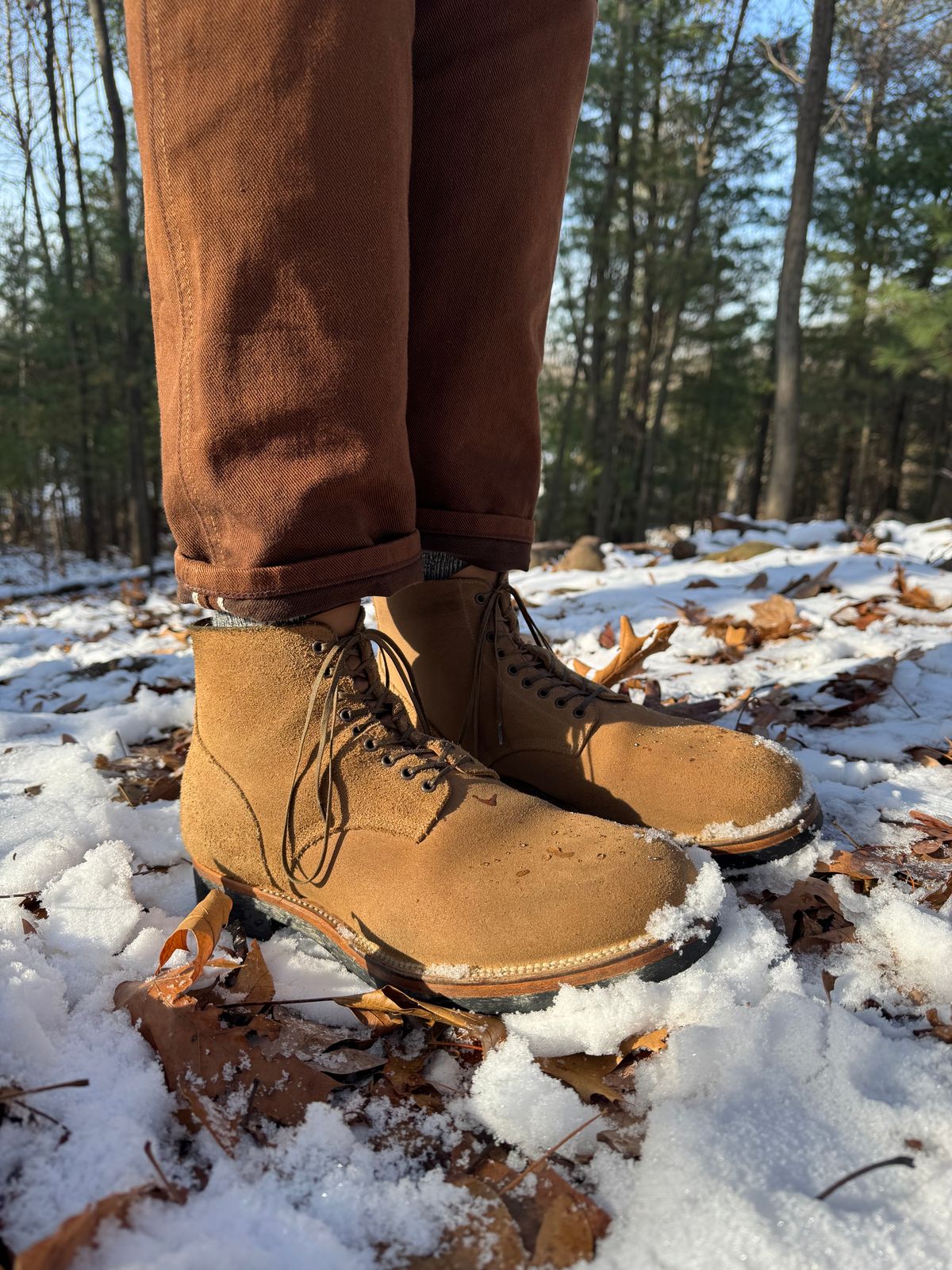 Photo by Drover_Shy on December 27, 2024 of the Viberg N1 Boot in Horween Marine Field Roughout.