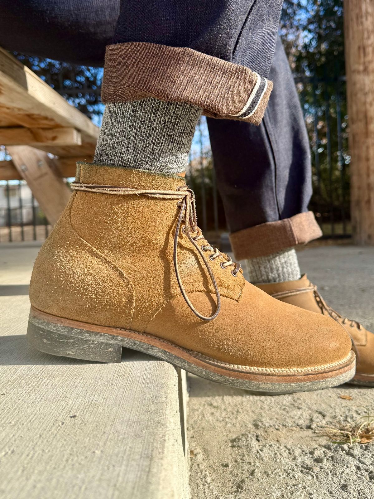 Photo by Drover_Shy on January 6, 2025 of the Viberg N1 Boot in Horween Marine Field Roughout.