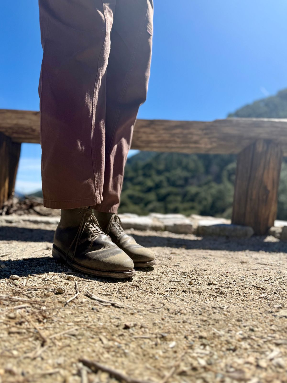 Photo by Drover_Shy on February 28, 2026 of the Viberg Wholecut Derby Boot in C.F. Stead Stone Waxed Kudu.