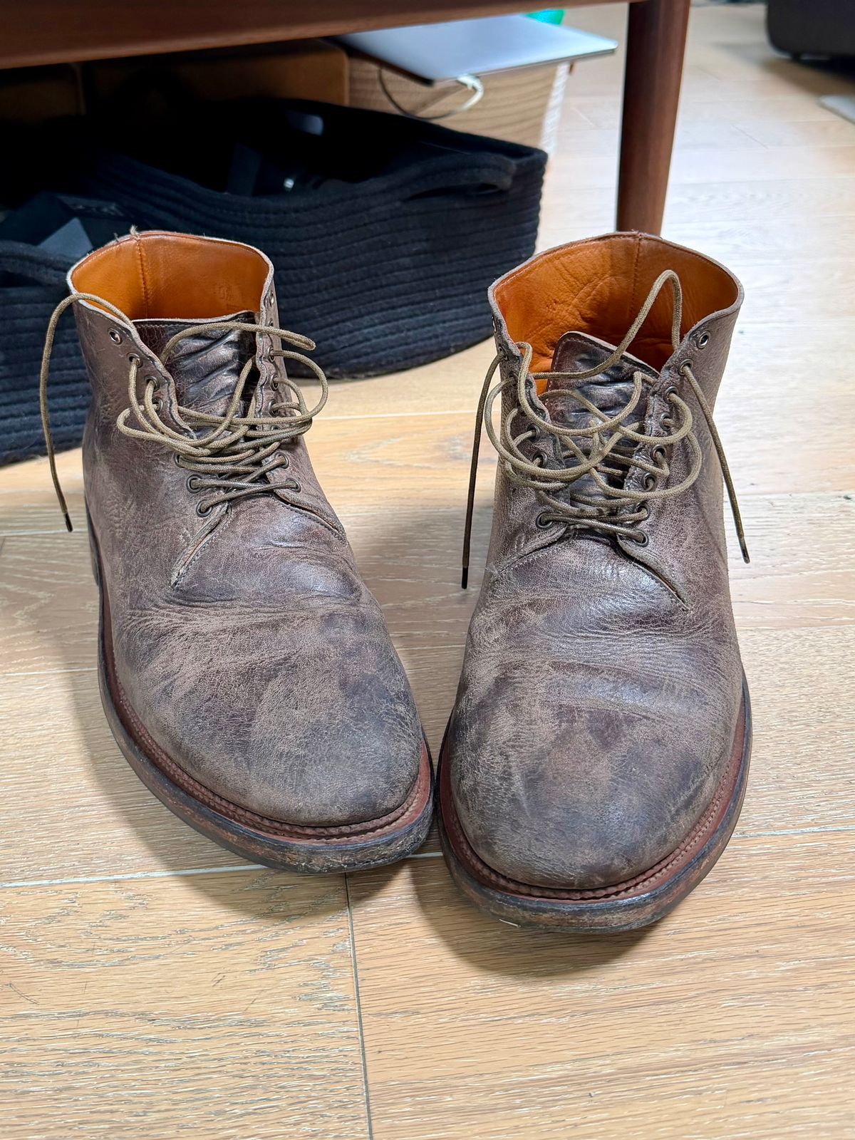 Photo by Drover_Shy on May 17, 2026 of the Viberg Wholecut Derby Boot in C.F. Stead Stone Waxed Kudu.