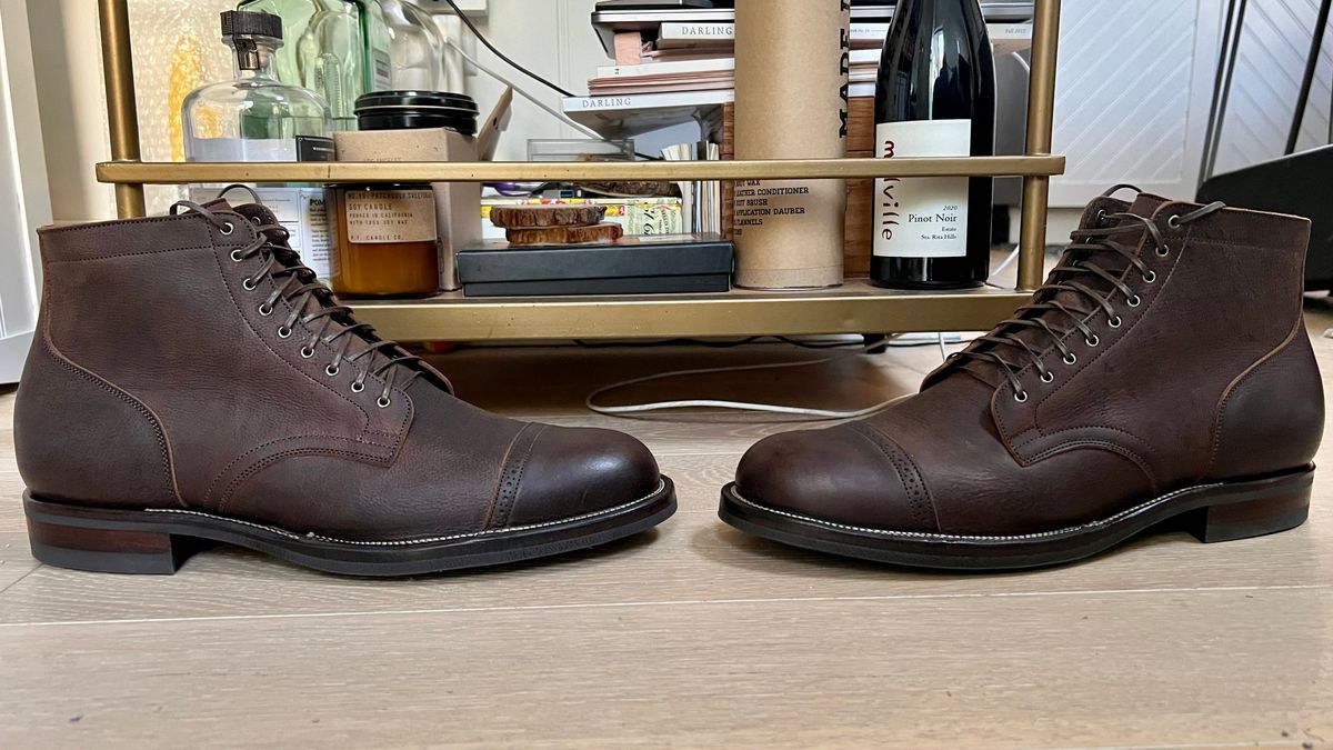 Photo by Drover_Shy on August 30, 2022 of the Viberg Service Boot in C.F. Stead Sap Waxed Kudu.