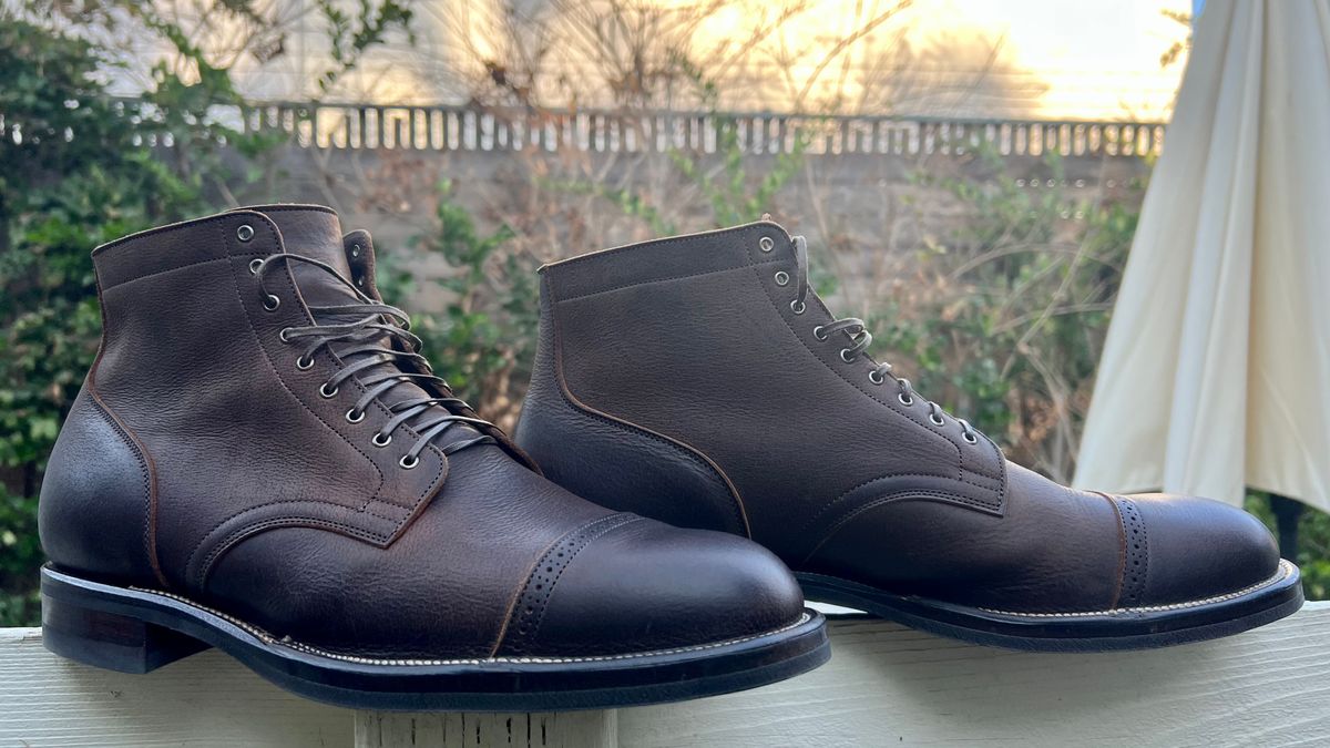 Photo by Drover_Shy on August 30, 2022 of the Viberg Service Boot in C.F. Stead Sap Waxed Kudu.